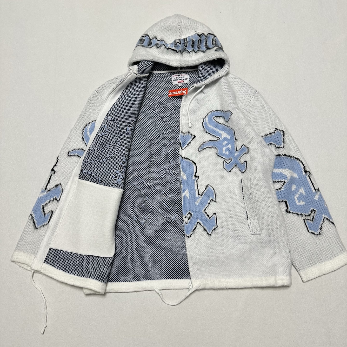 SUPREME FW25 CHICAGO WHITE SOX ZIP UP HOODED SWEATER