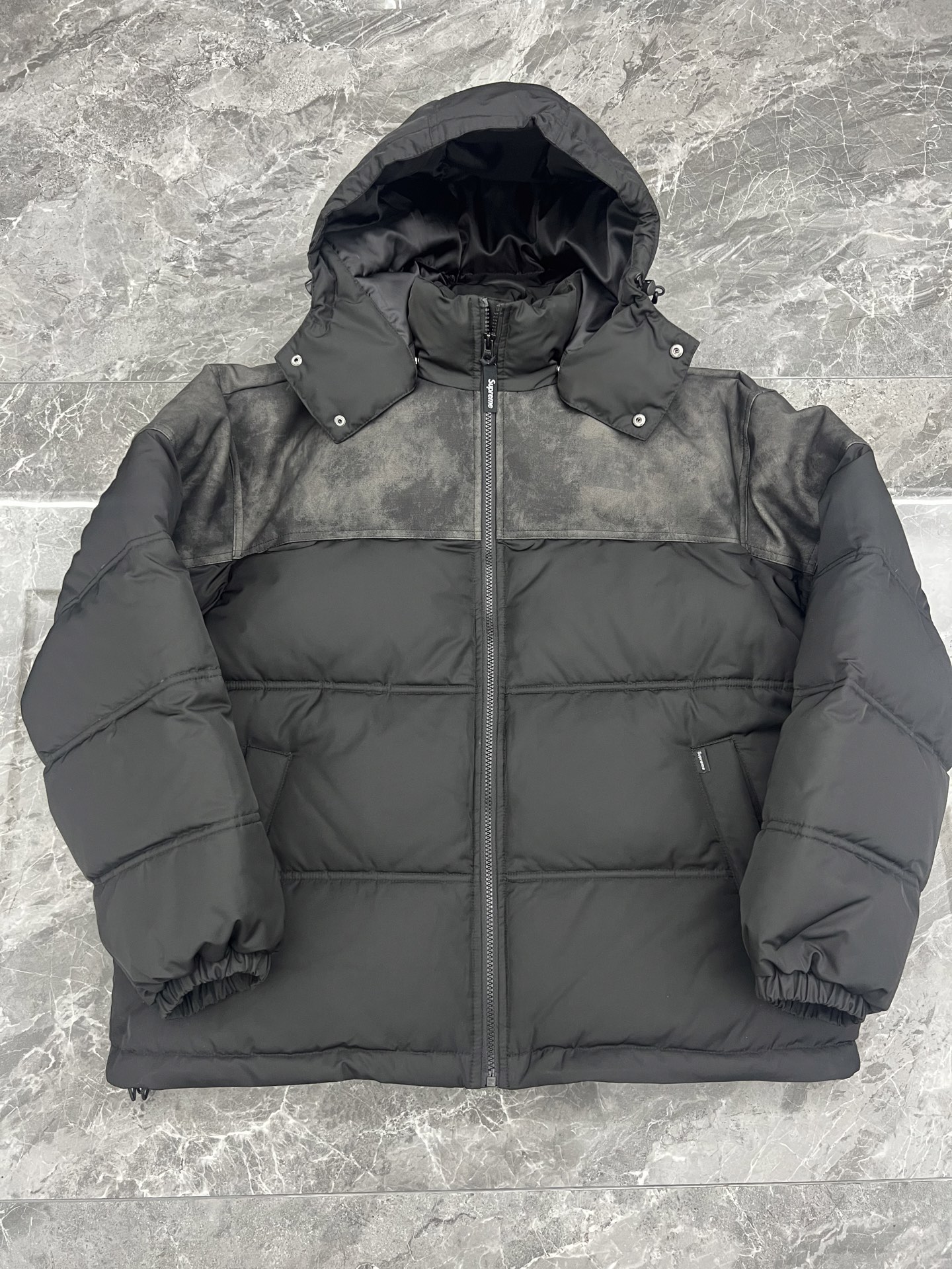 SUPREME  25FW LEATHER YOKE PUFFER JACKET