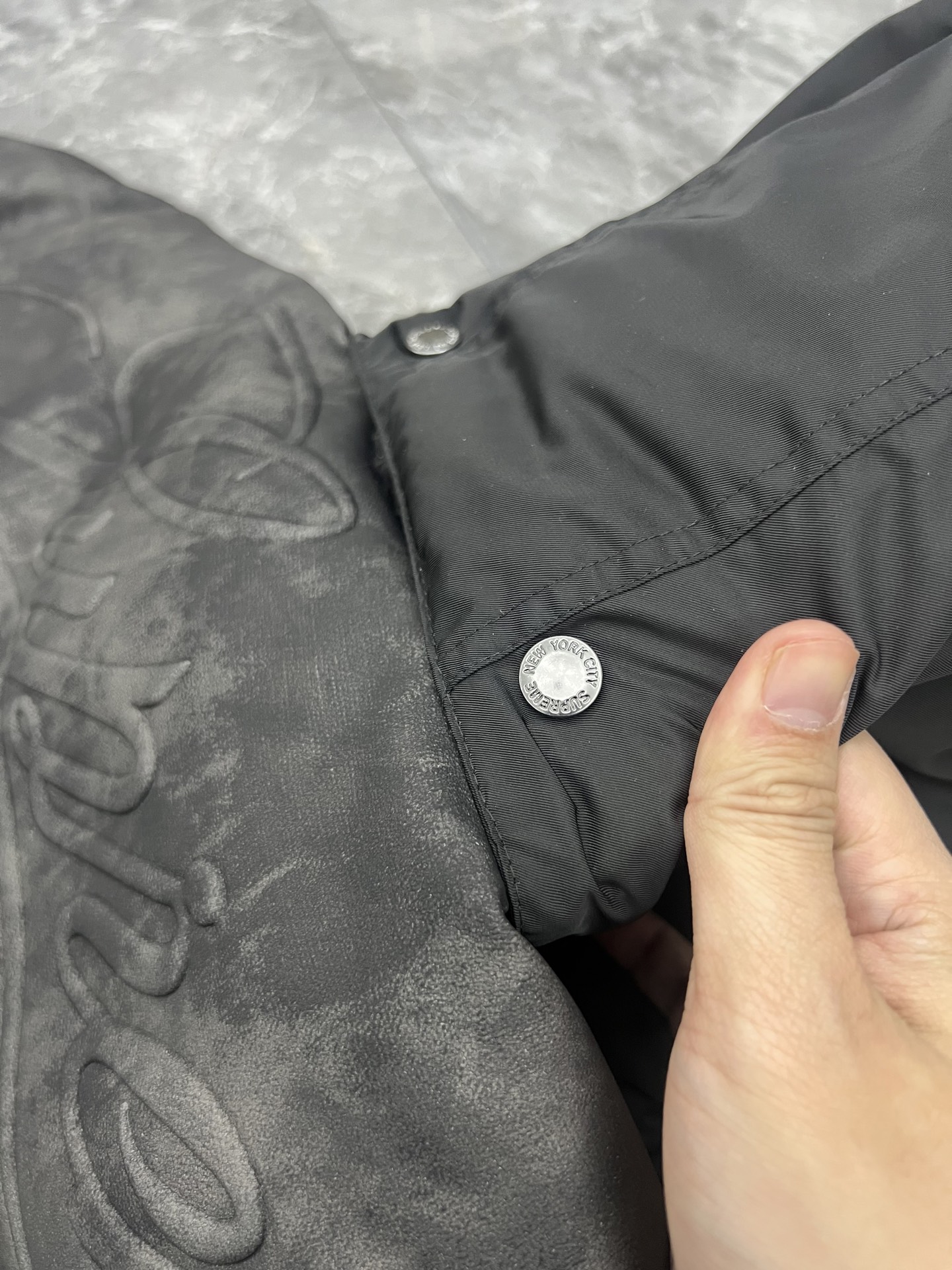 SUPREME  25FW LEATHER YOKE PUFFER JACKET