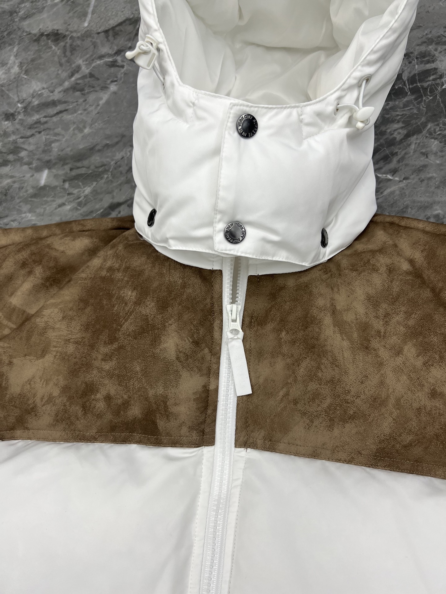 SUPREME  25FW LEATHER YOKE PUFFER JACKET