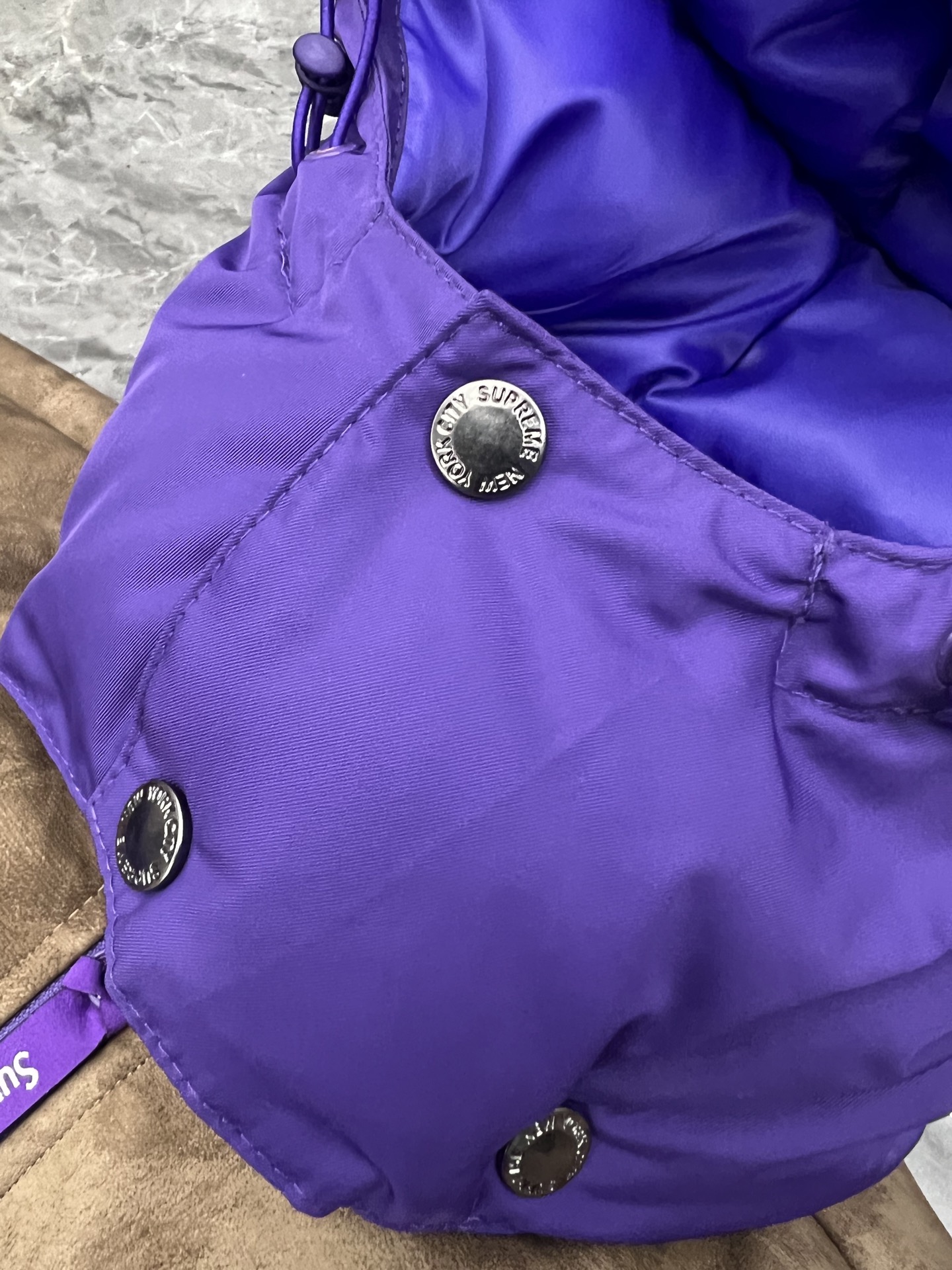 SUPREME  25FW LEATHER YOKE PUFFER JACKET