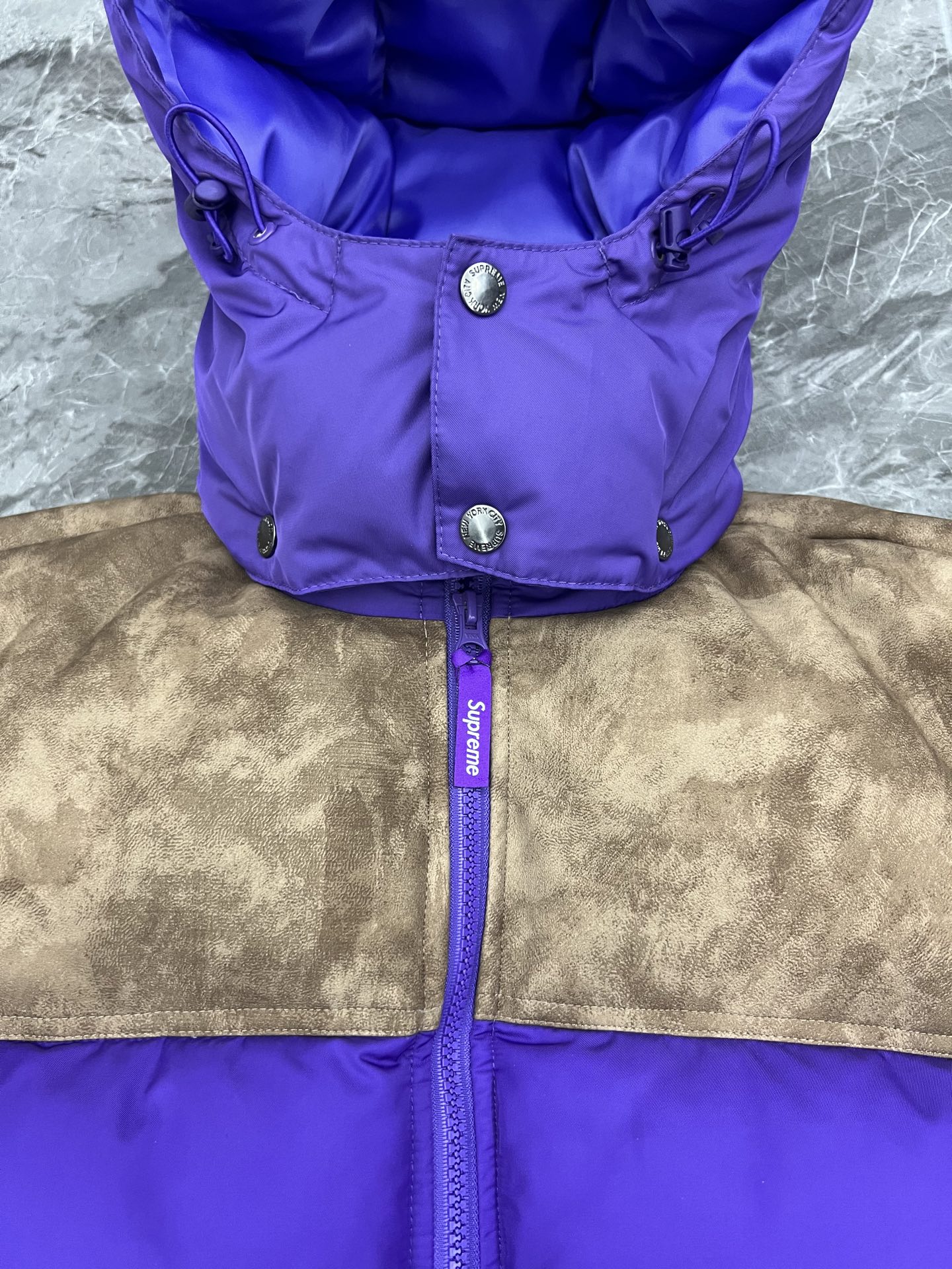 SUPREME  25FW LEATHER YOKE PUFFER JACKET