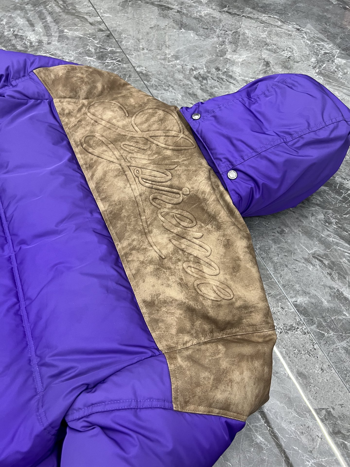 SUPREME  25FW LEATHER YOKE PUFFER JACKET