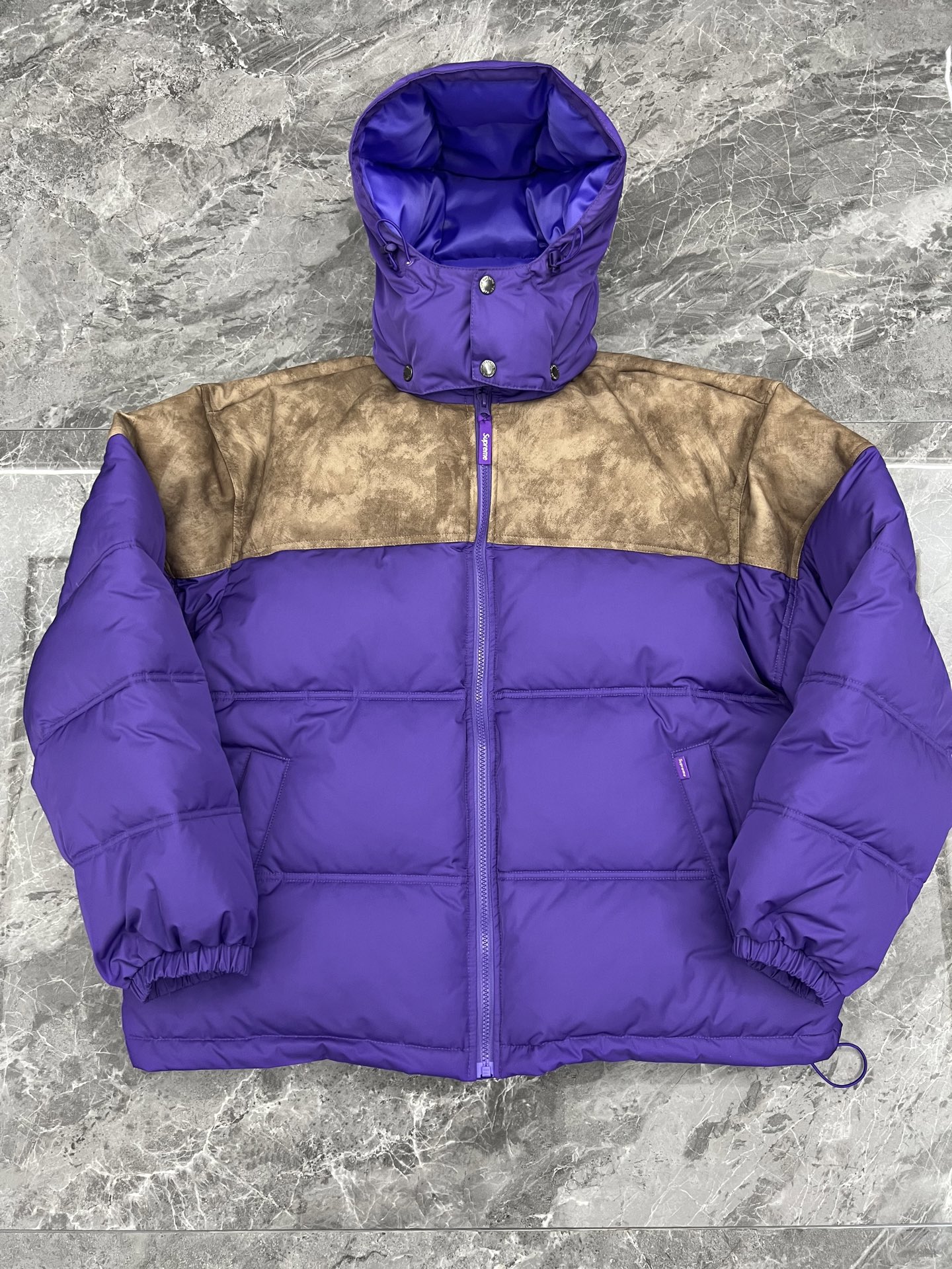 SUPREME  25FW LEATHER YOKE PUFFER JACKET