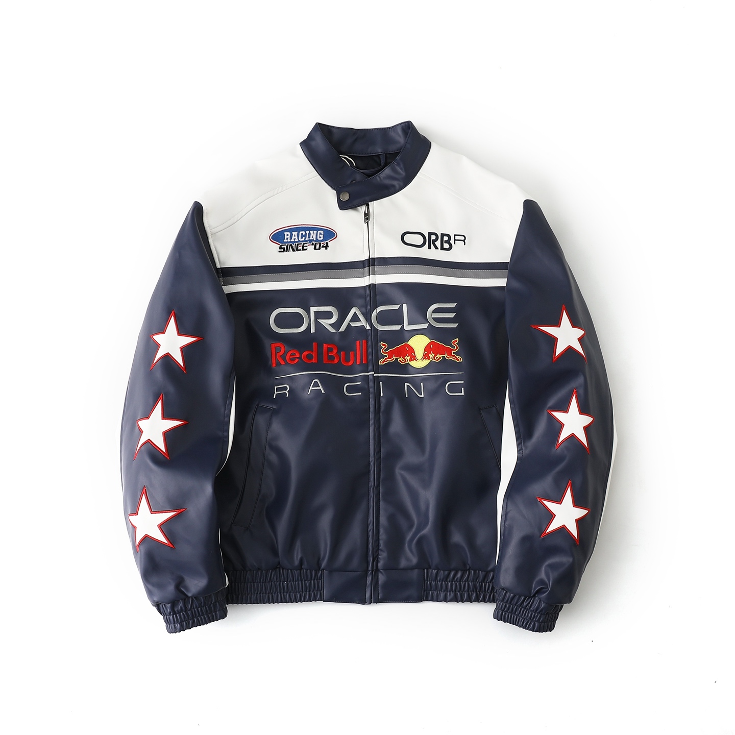 Red Bull Racing themed leather jacket