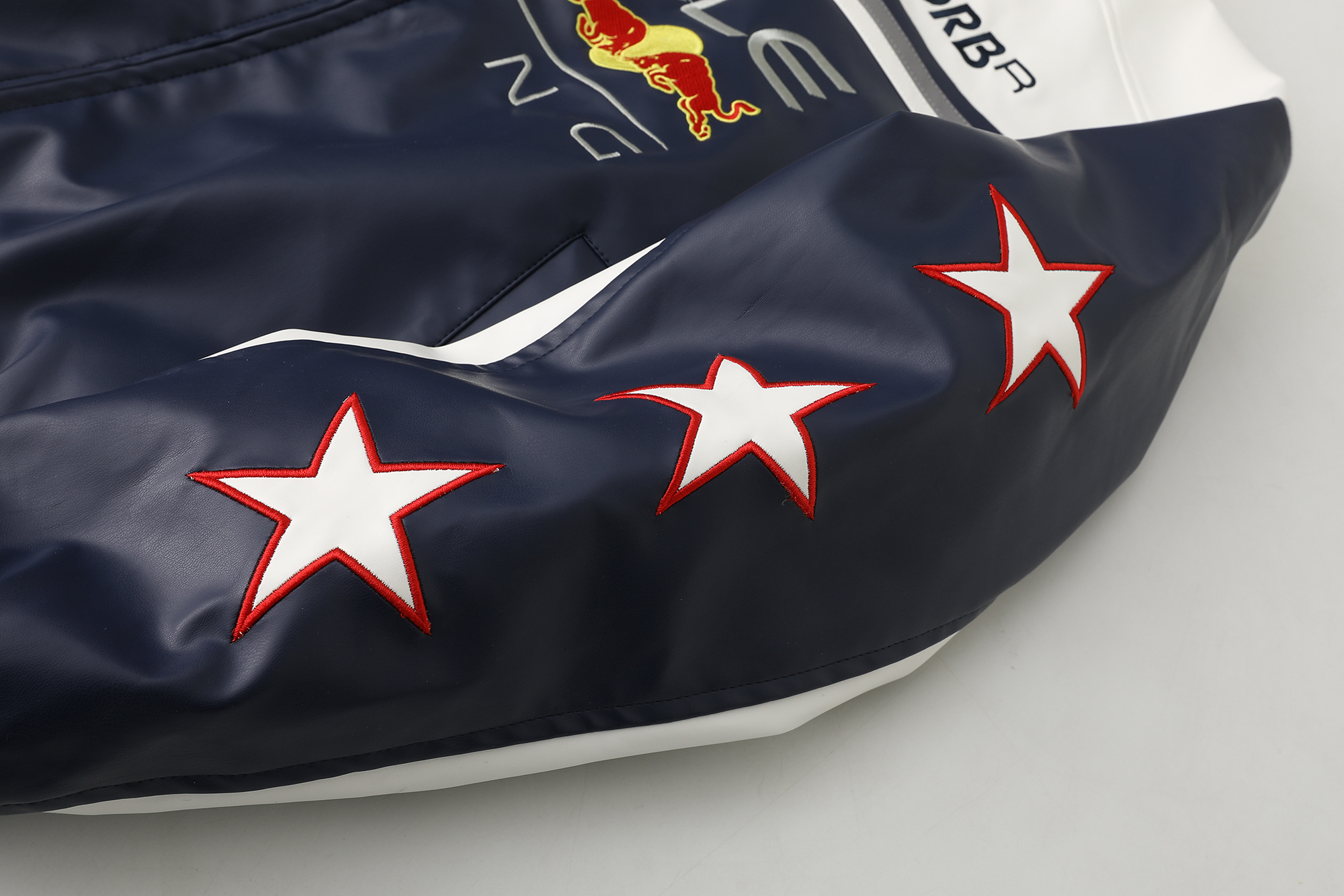 Red Bull Racing themed leather jacket