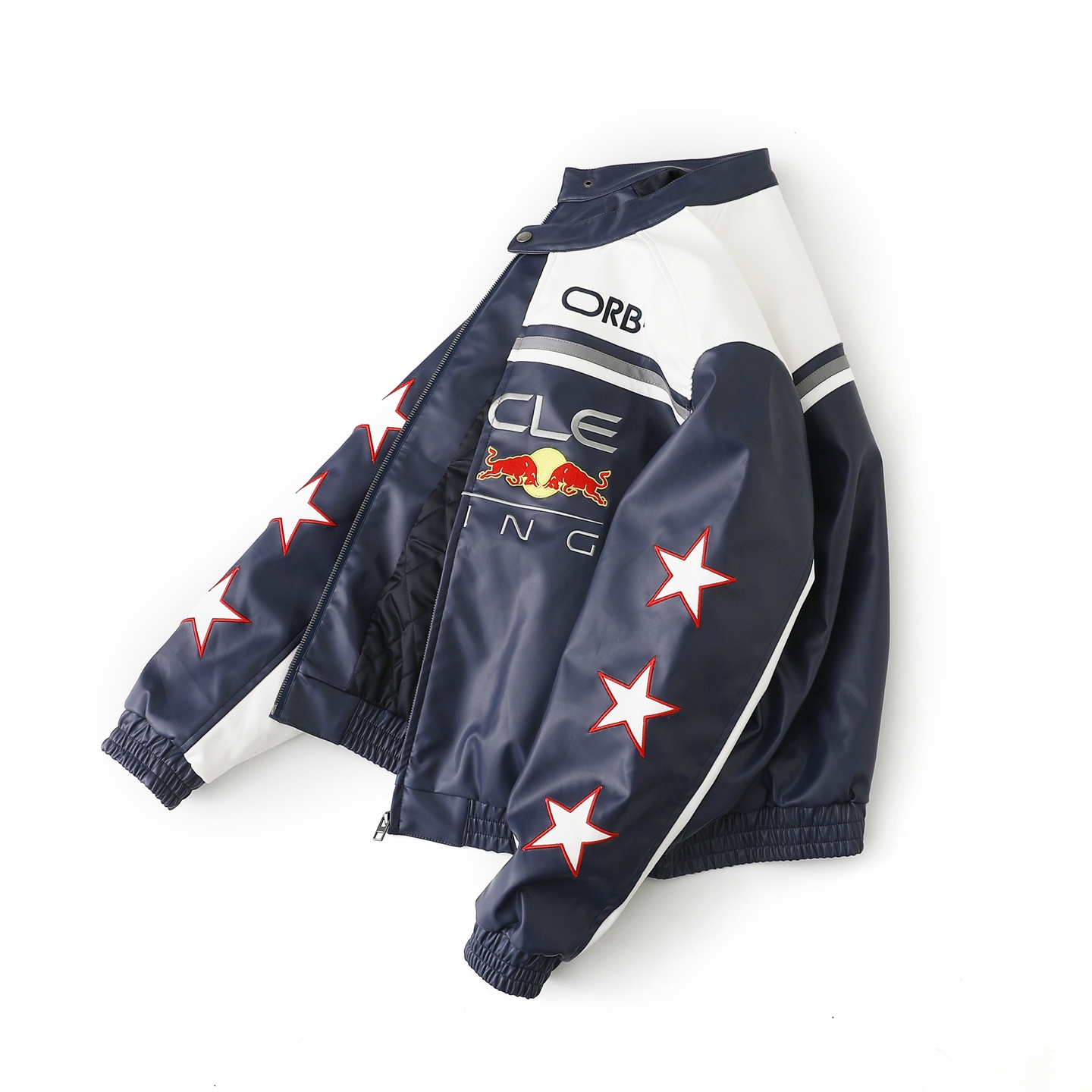 Red Bull Racing themed leather jacket