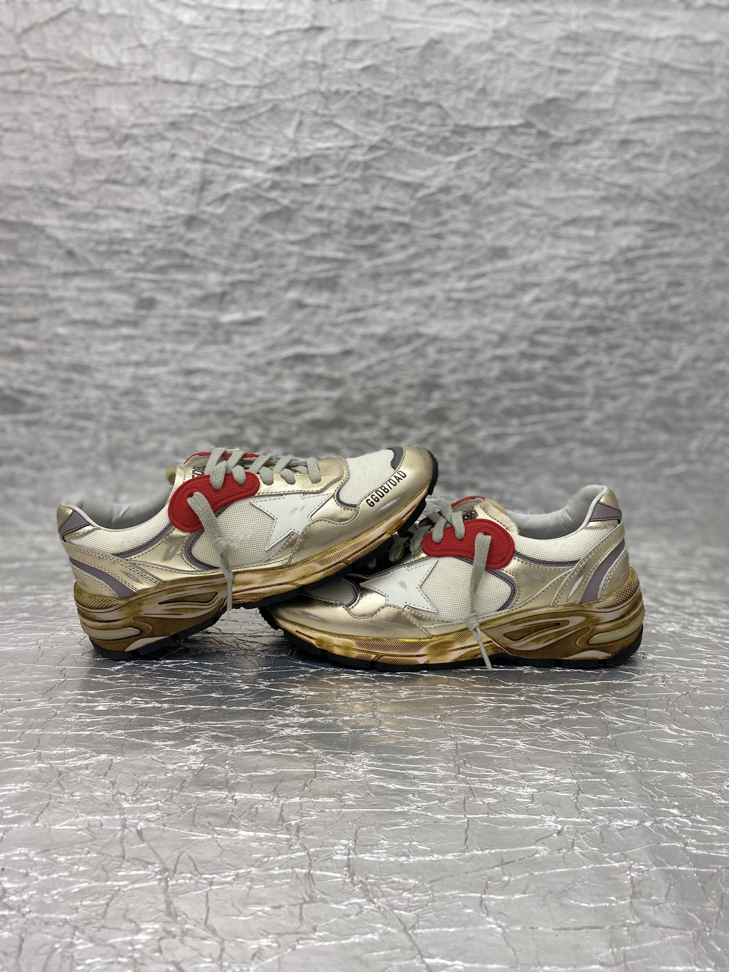 Golden Goose Dad-Star in mesh and gold foiled