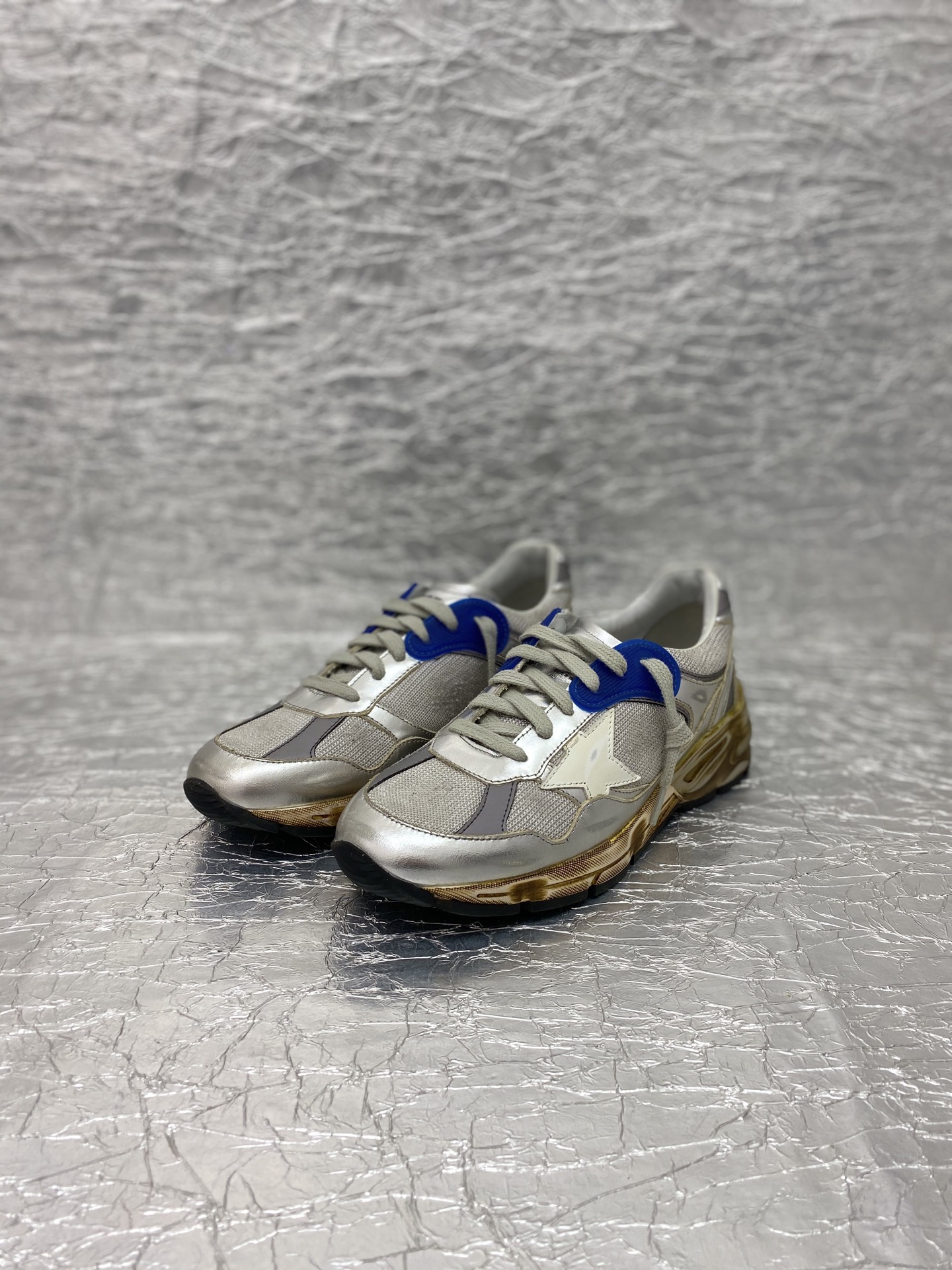 Golden Goose Dad-Star Silver White Blue Grey