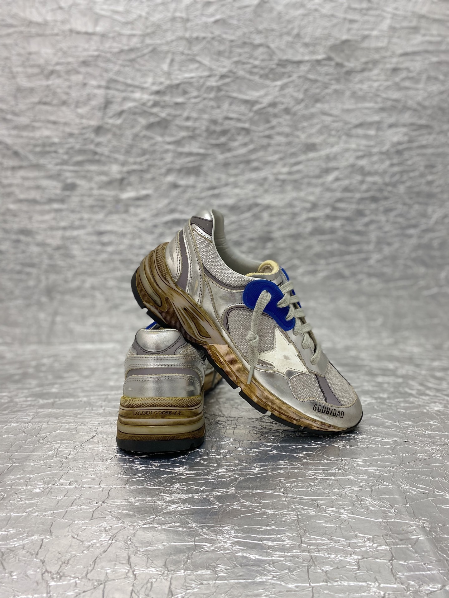 Golden Goose Dad-Star Silver White Blue Grey