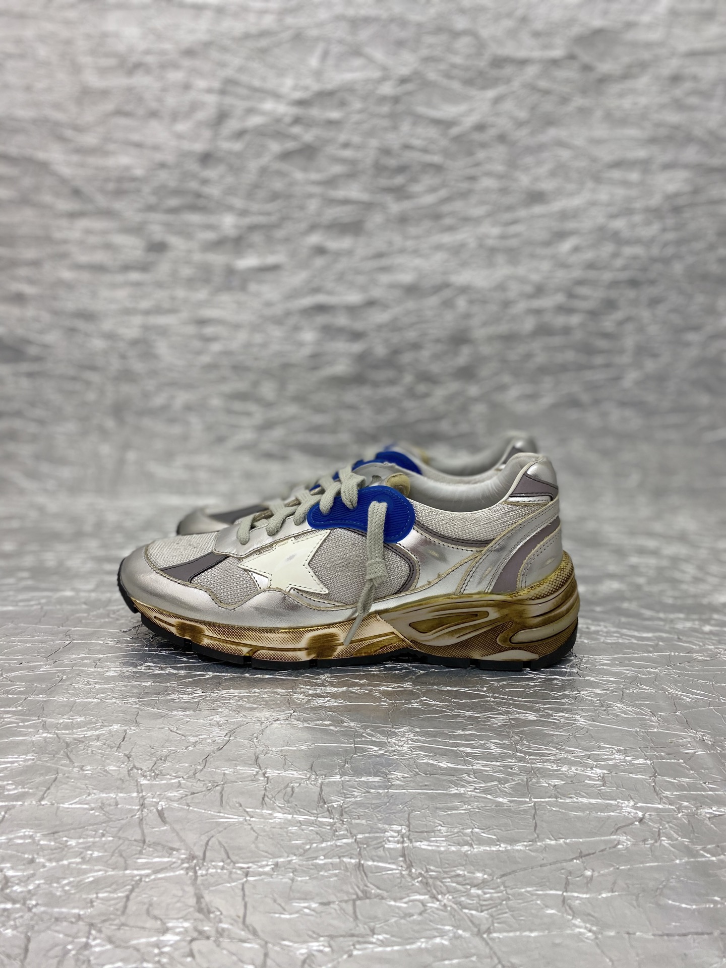 Golden Goose Dad-Star Silver White Blue Grey