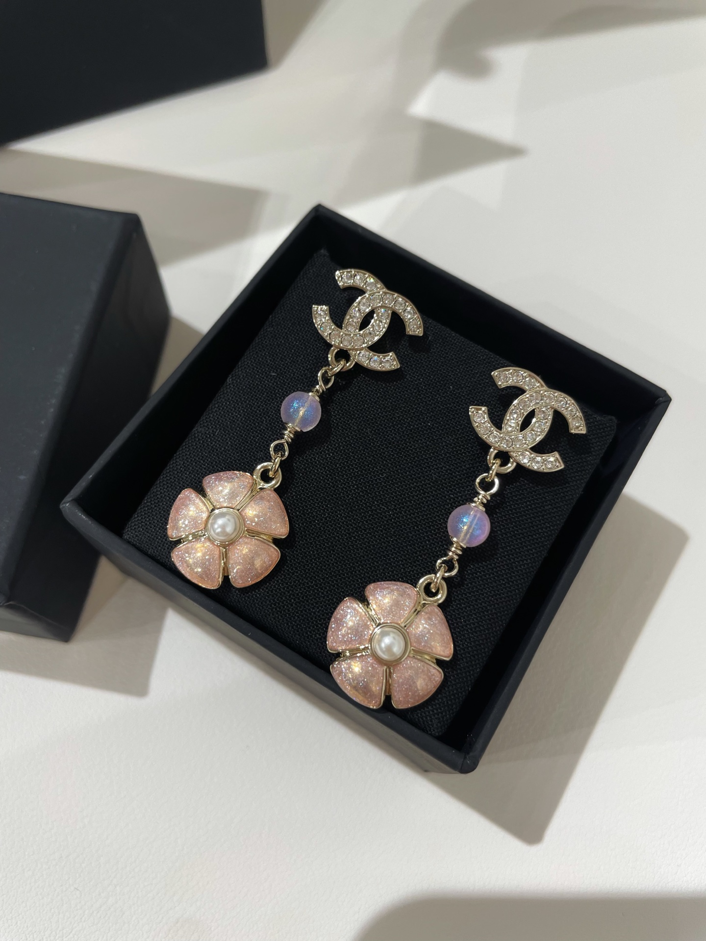 CHANEL 26C Camellia Drop Earrings