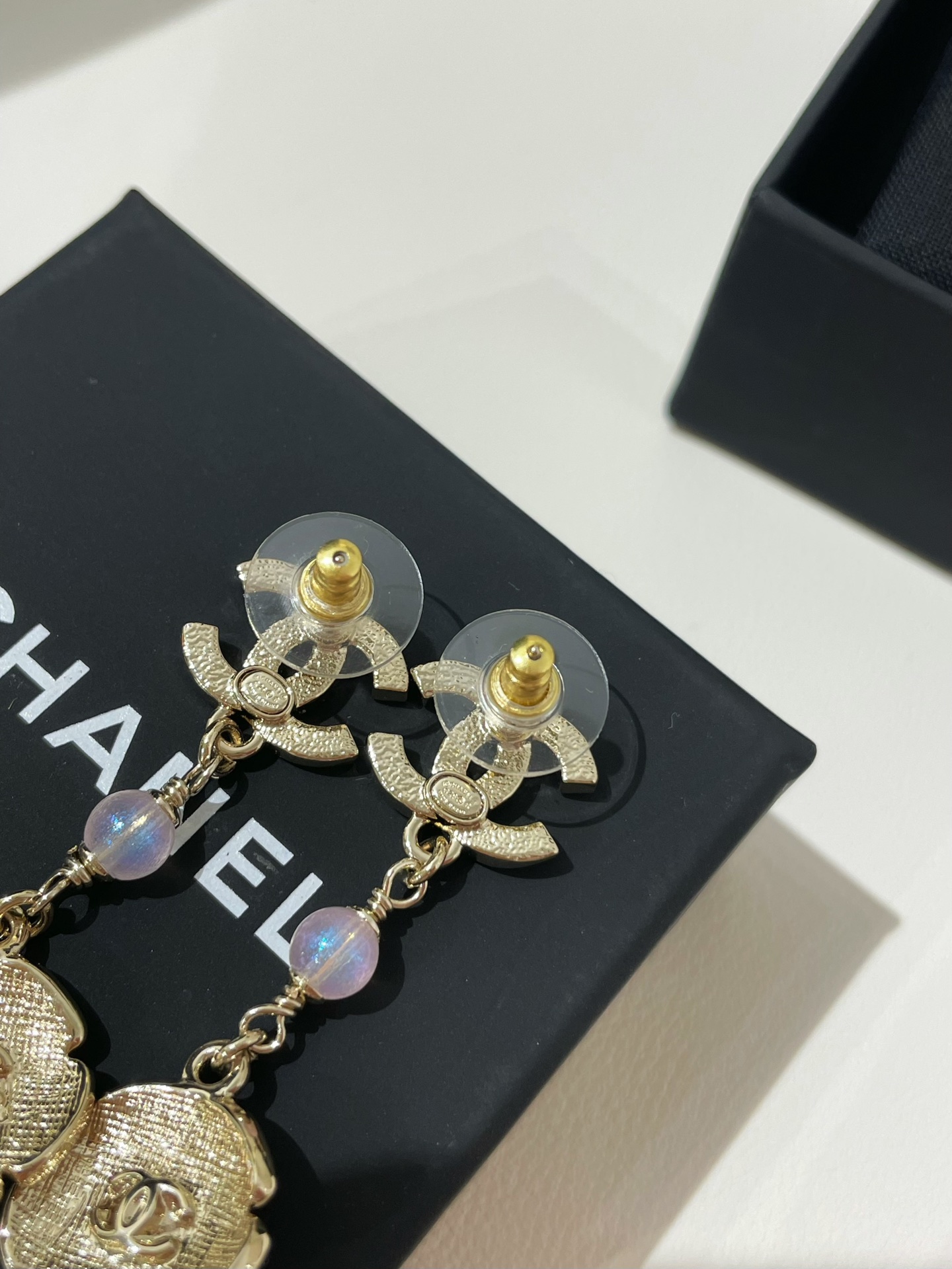 CHANEL 26C Camellia Drop Earrings