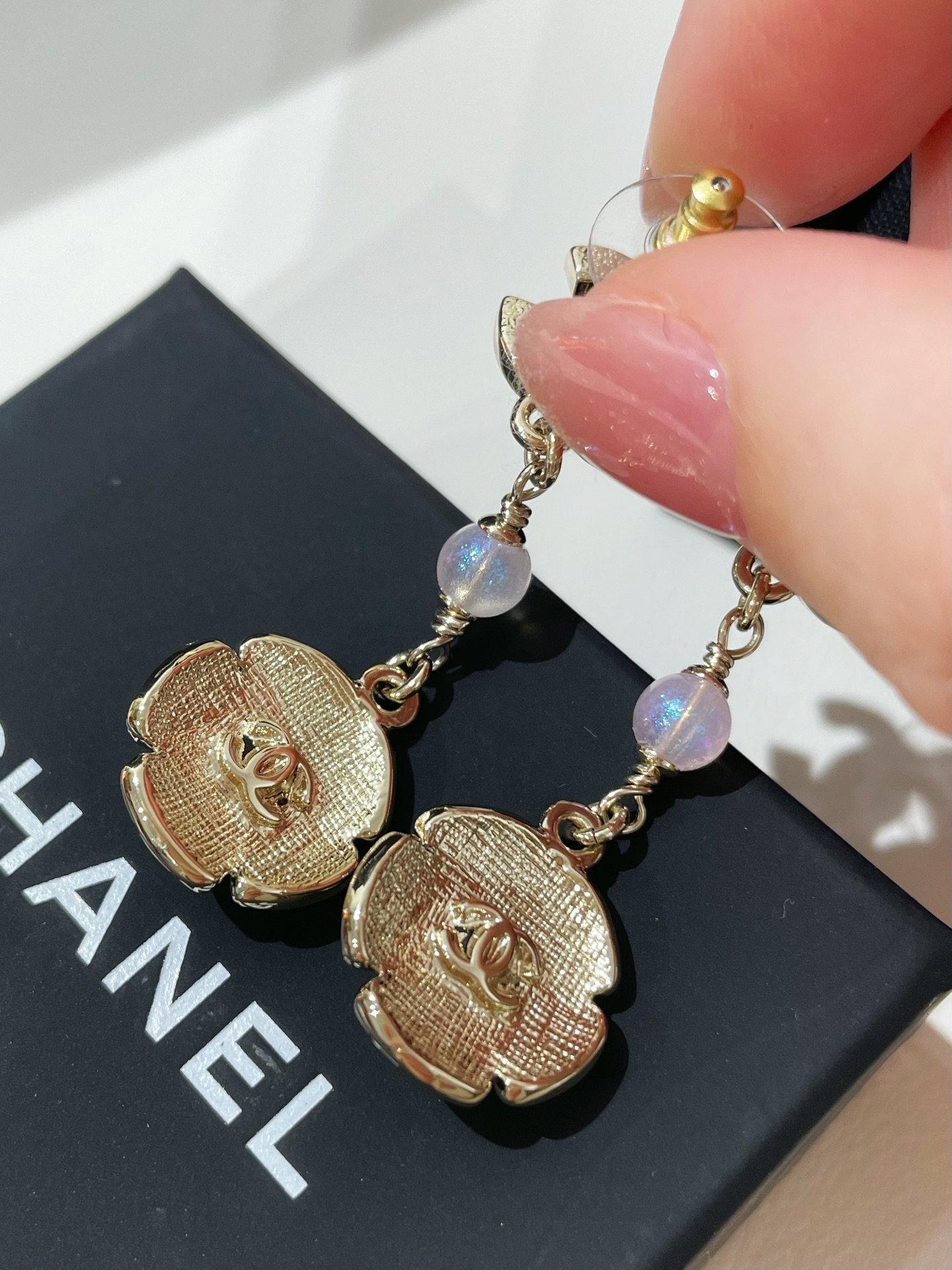 CHANEL 26C Camellia Drop Earrings