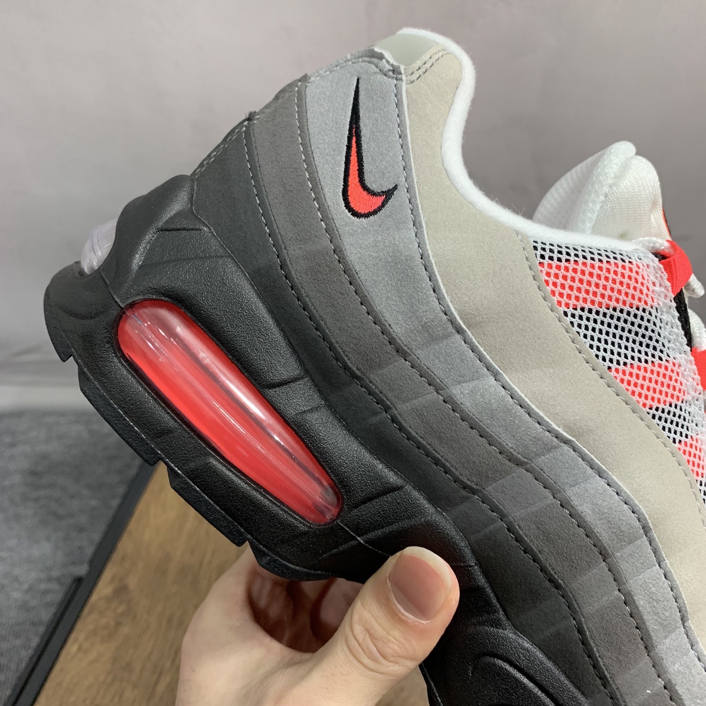 Nike Air Max 95 OG Big Bubble "Medium Ash/Solar Red"