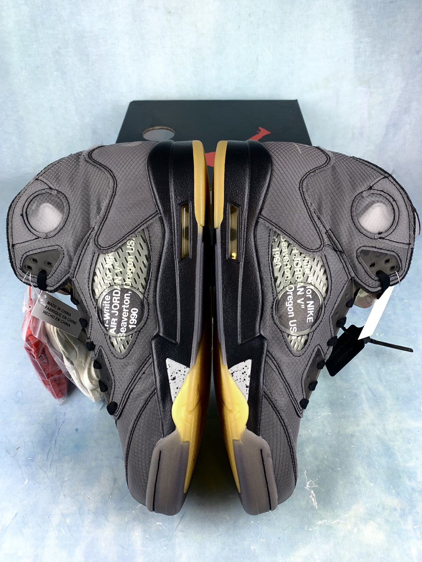 【LJR】Off-White × Nike Air Jordan 5 "Black/Muslin/Fire Red"