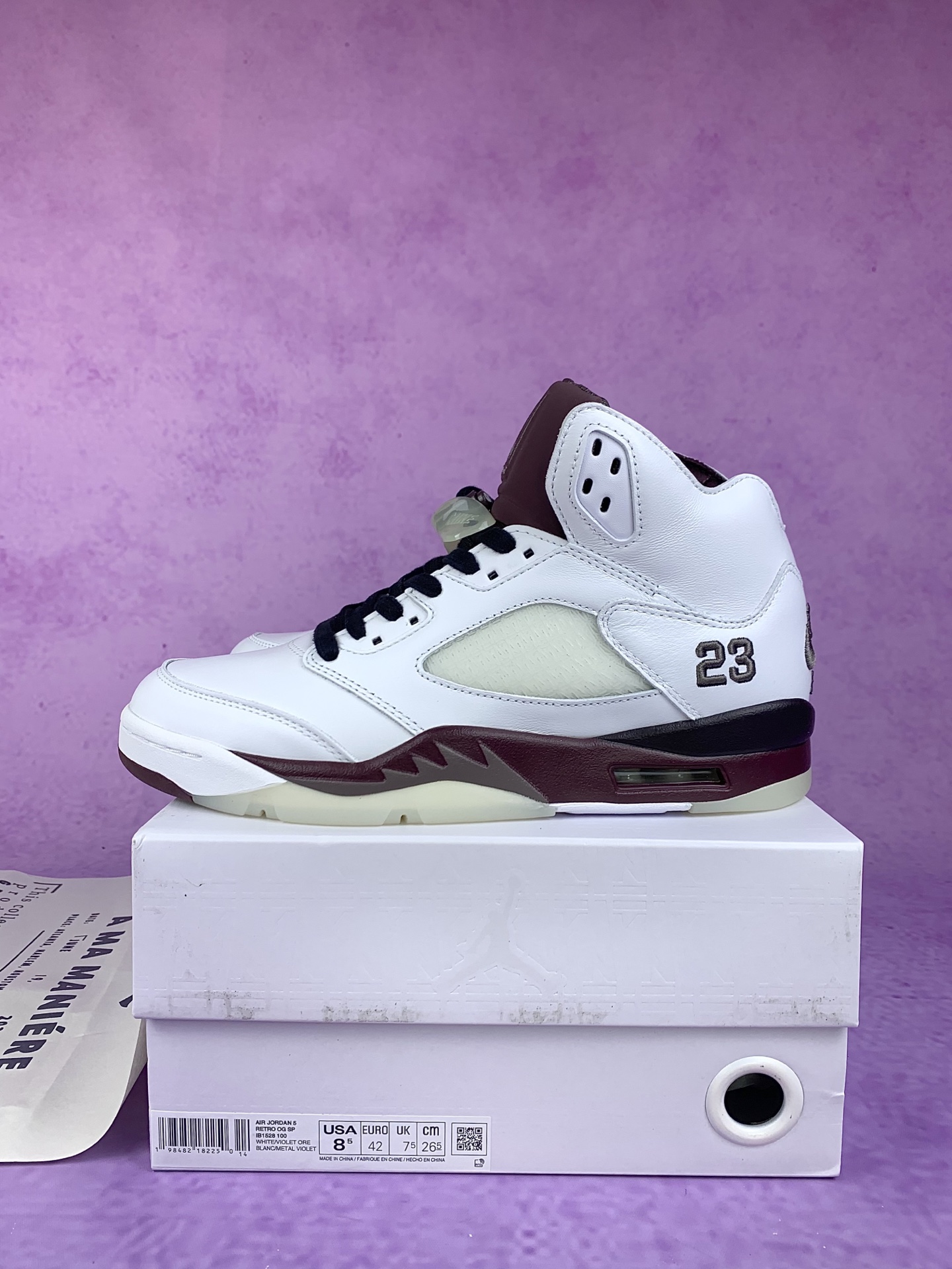 A Ma Maniere × Nike Air Jordan 5 Retro SP "White/Burgundy Crush"