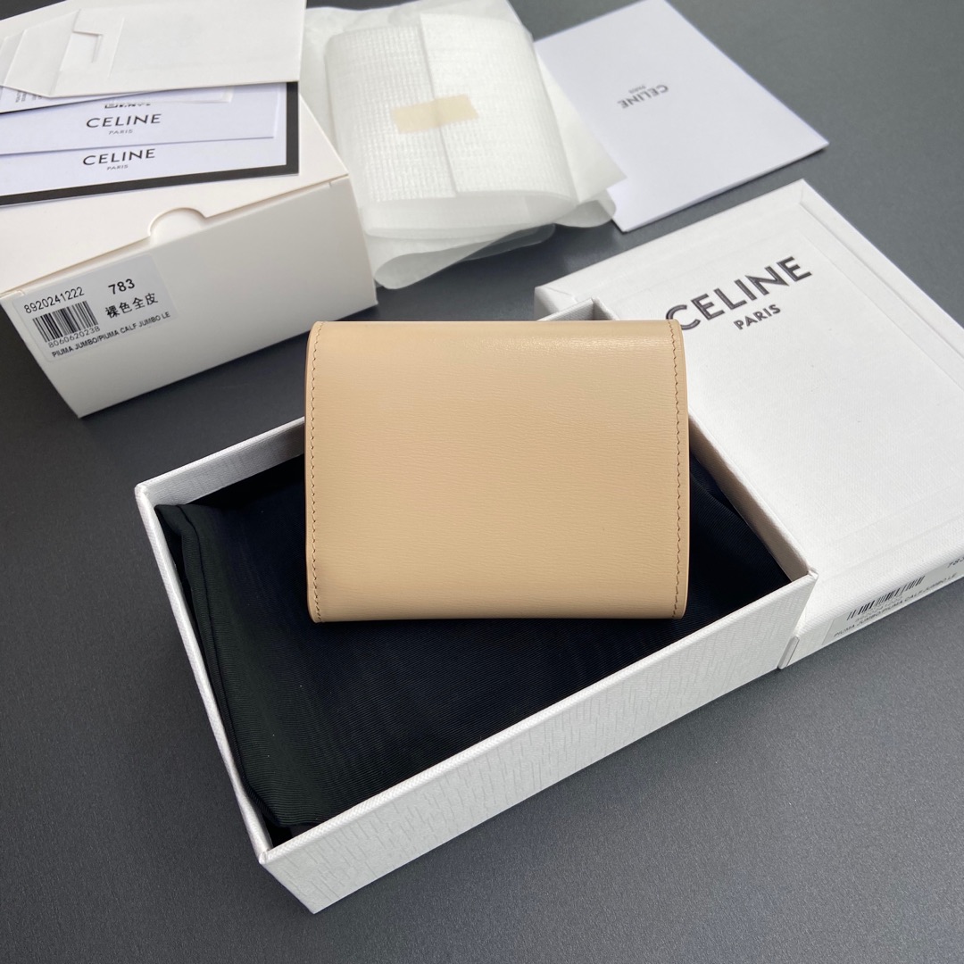 CELINE スモール フラップウォレット トリオンフ / シャイニーカーフスキン