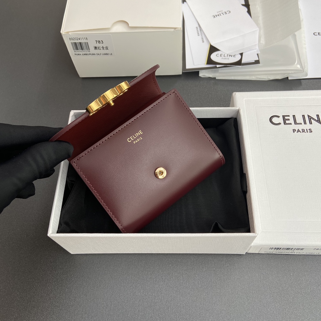 CELINE スモール フラップウォレット トリオンフ / シャイニーカーフスキン