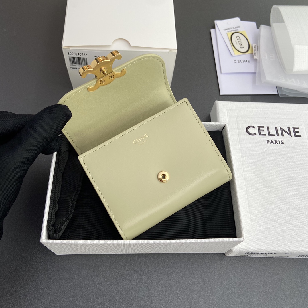CELINE スモール フラップウォレット トリオンフ / シャイニーカーフスキン