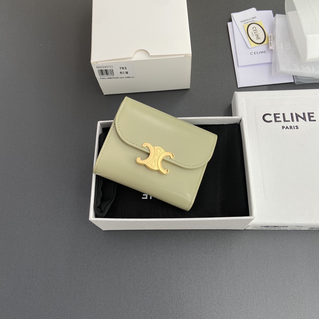 CELINE スモール フラップウォレット トリオンフ / シャイニーカーフスキン