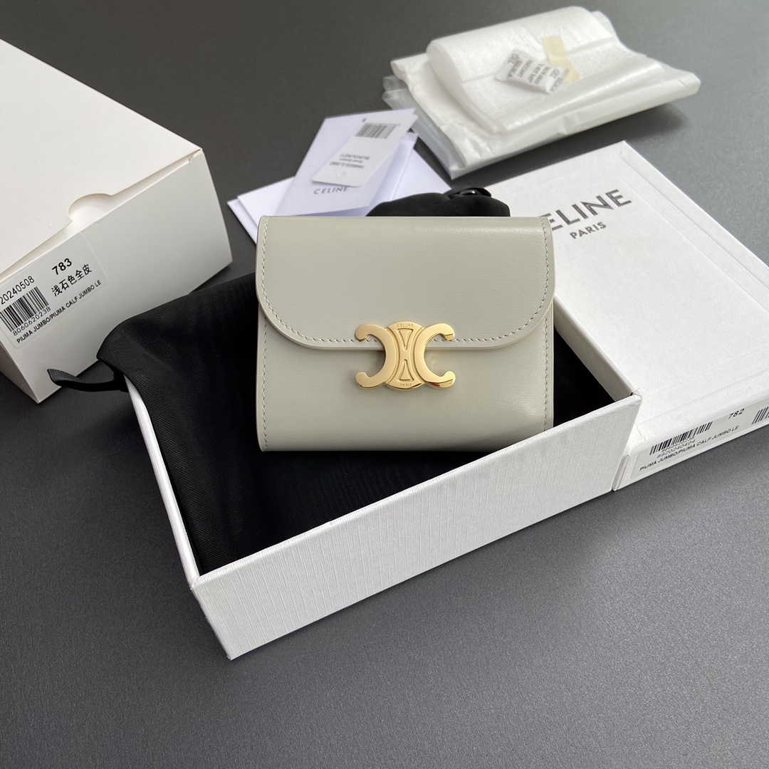 CELINE スモール フラップウォレット トリオンフ / シャイニーカーフスキン