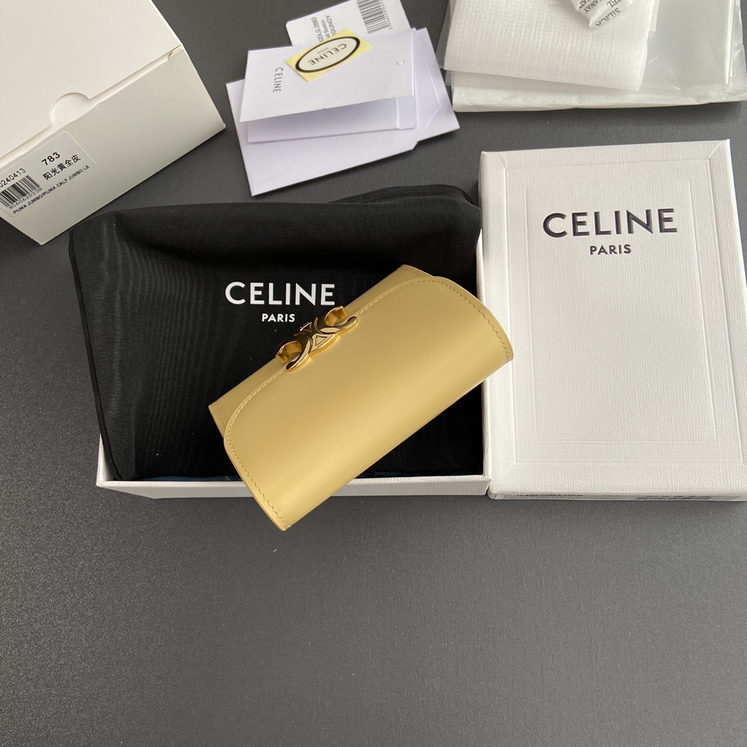CELINE スモール フラップウォレット トリオンフ / シャイニーカーフスキン