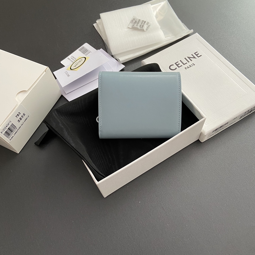 CELINE スモール フラップウォレット トリオンフ / シャイニーカーフスキン