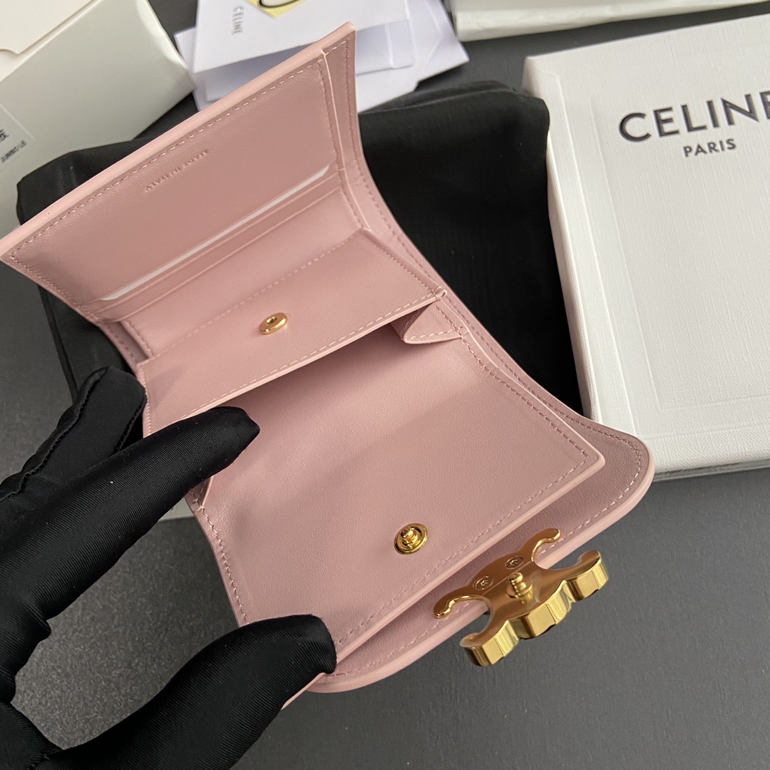CELINE スモール フラップウォレット トリオンフ / シャイニーカーフスキン