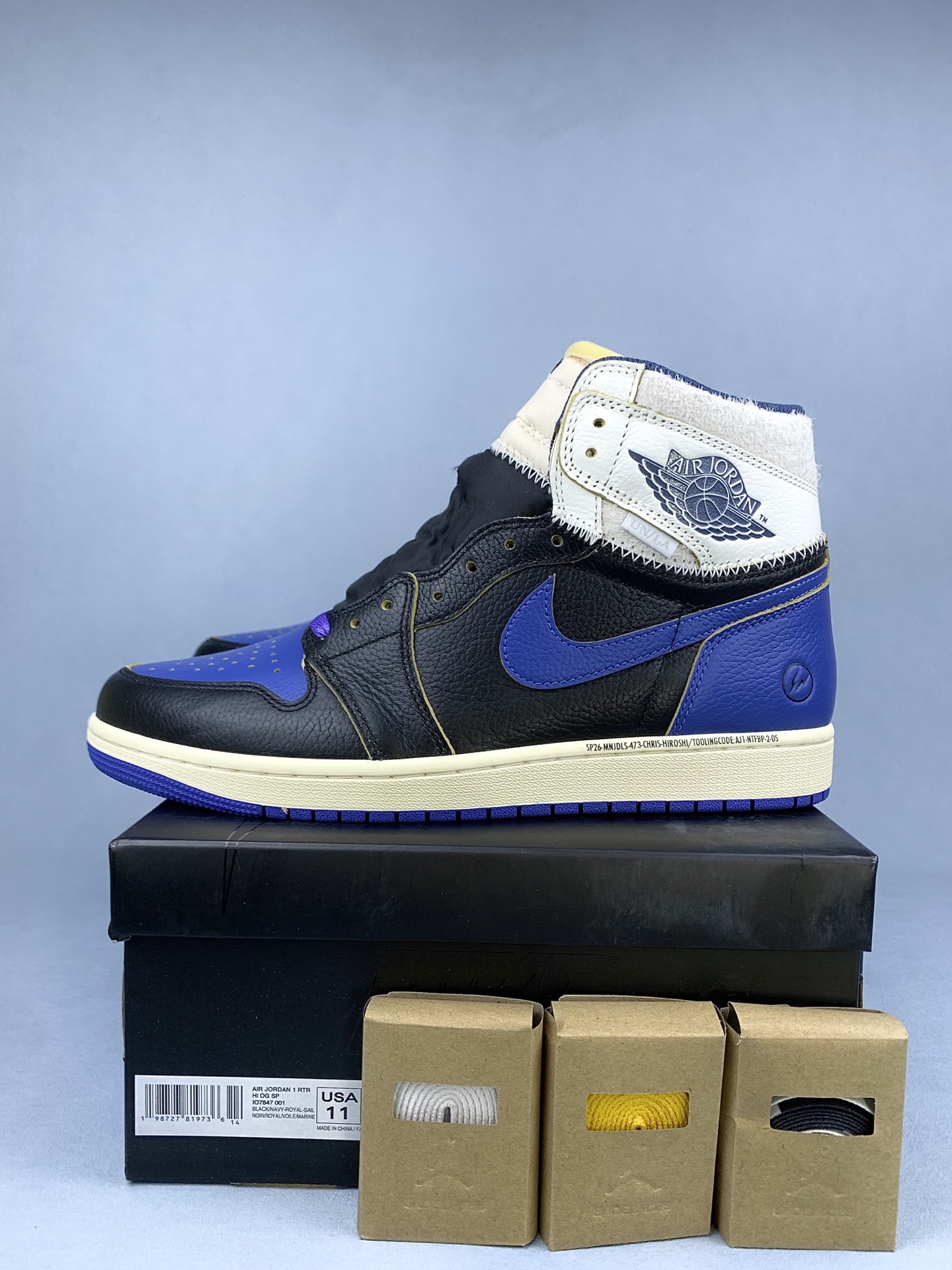 fragment design × UNION × Nike Air Jordan 1 High OG "Sport Royal"