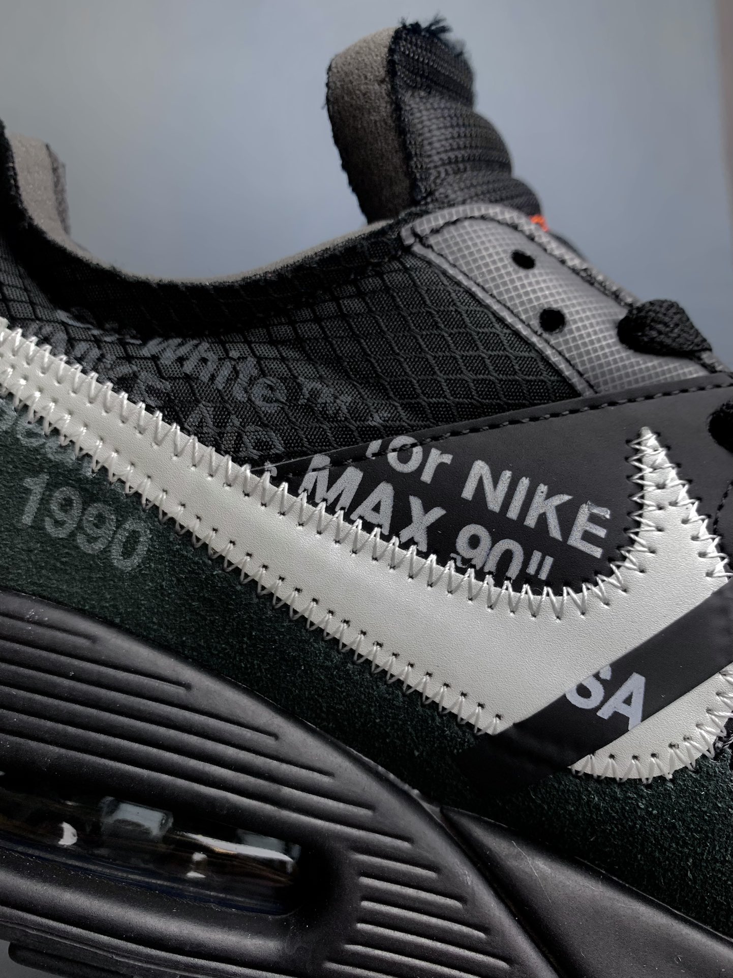 Off-White × Nike Air Max 90 "Black/Black-Cone-White"