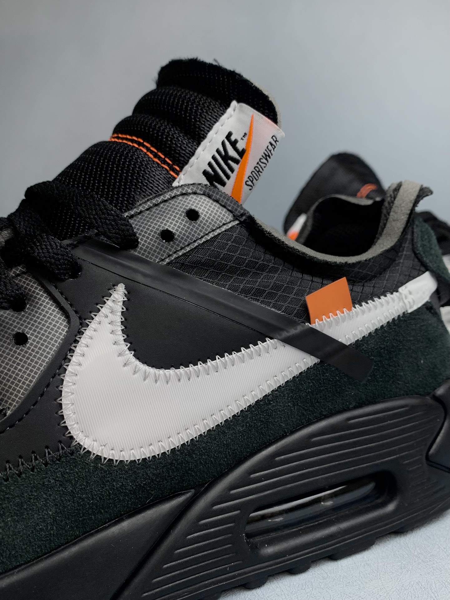 Off-White × Nike Air Max 90 "Black/Black-Cone-White"