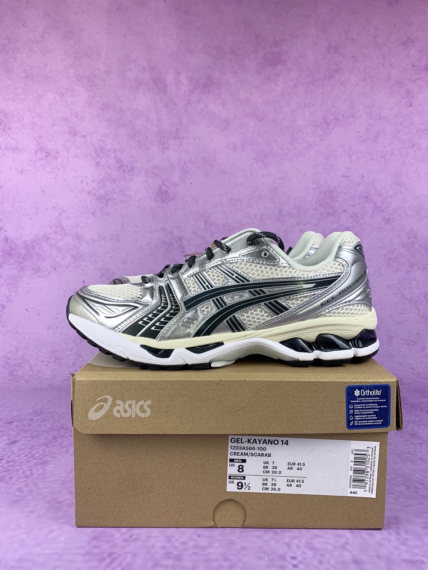 KITH × Asics Vintage Tech Gel-Kayano 14 "Cream/Scarab" (1203A566-100)