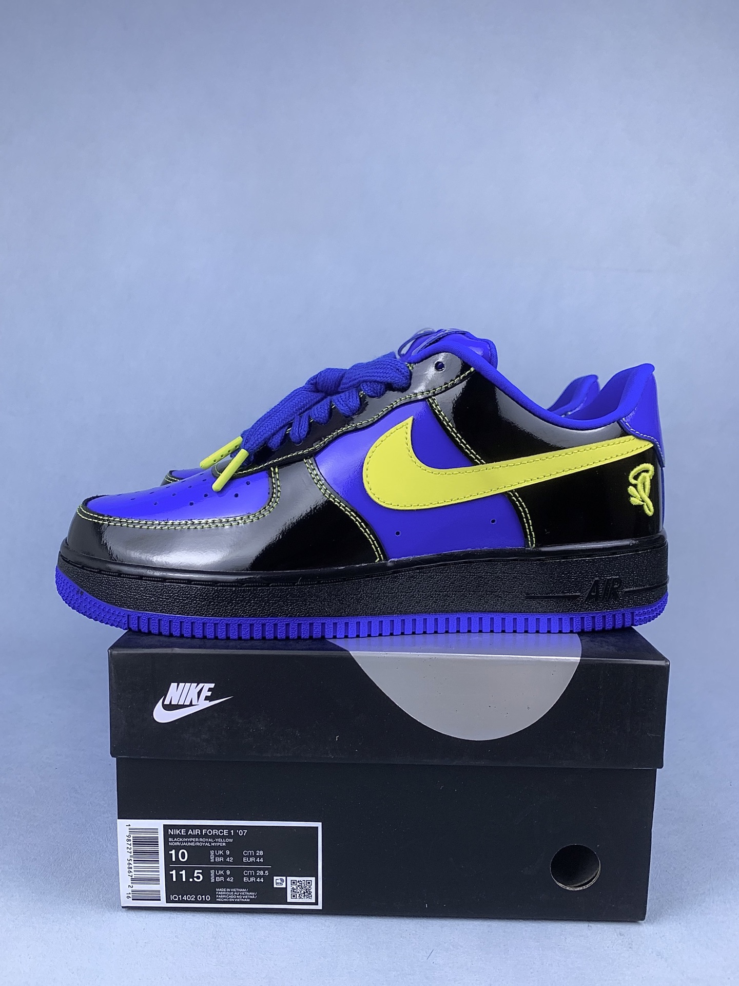 Central Cee × Nike Air Force 1 Low "Black/Optic Yellow/Racer Blue" (Friends & Family) IQ1402-010