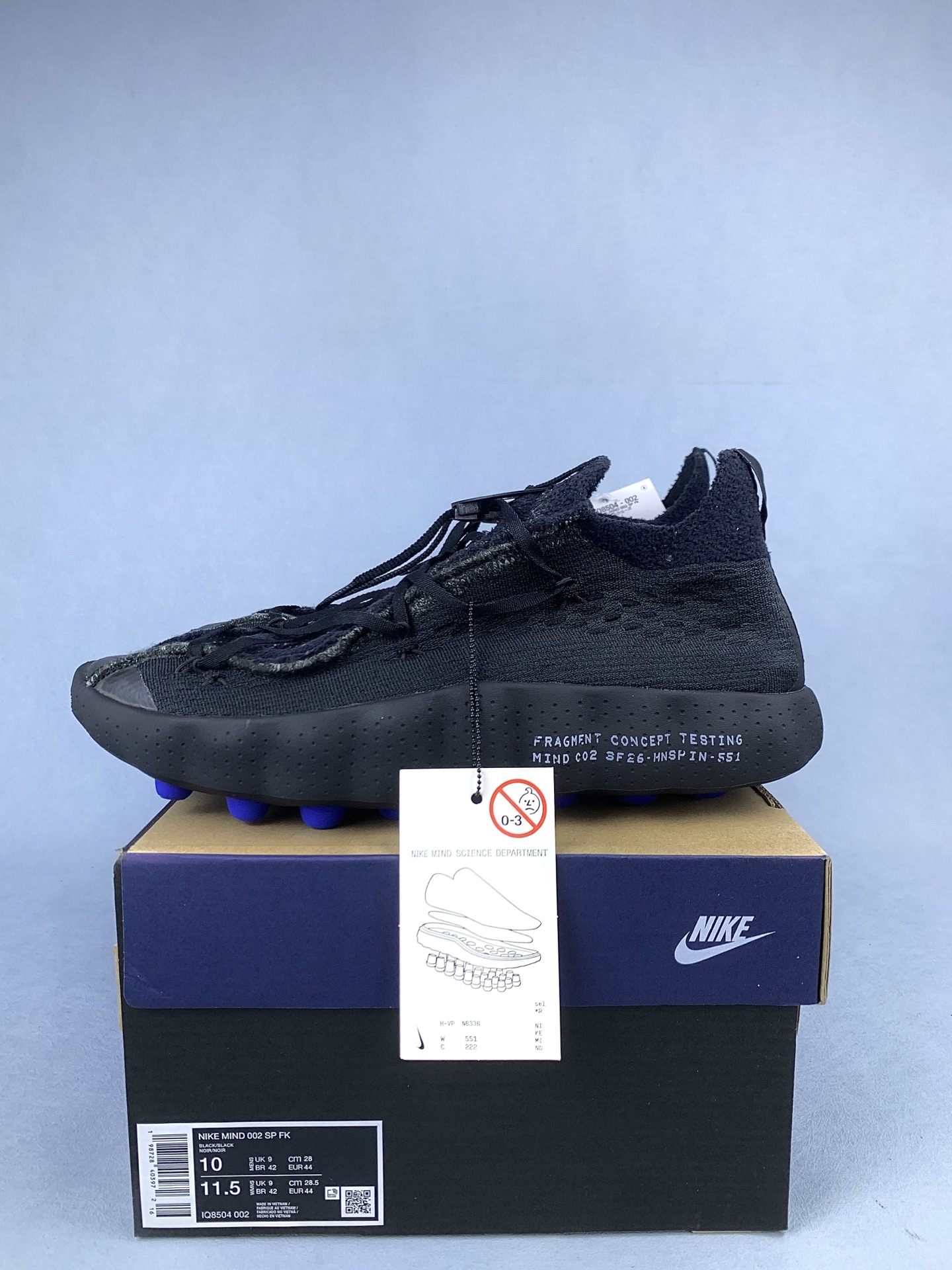 fragment design × Nike Mind 002 Flyknit "Black" IQ8504-002