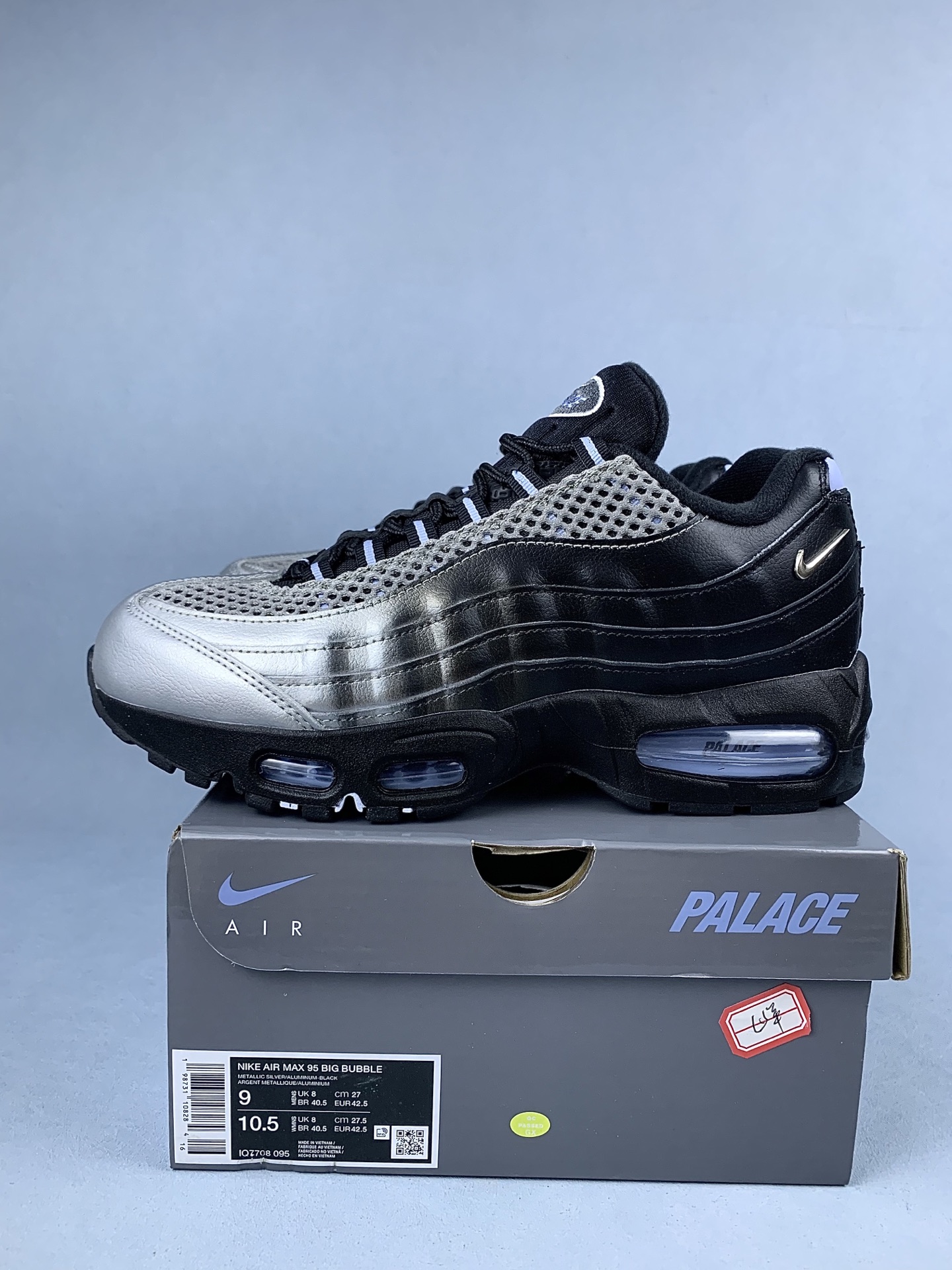  Palace Skateboards × Nike Air Max 95 Big Bubble "Metallic Silver/Aluminum" IQ7708-095