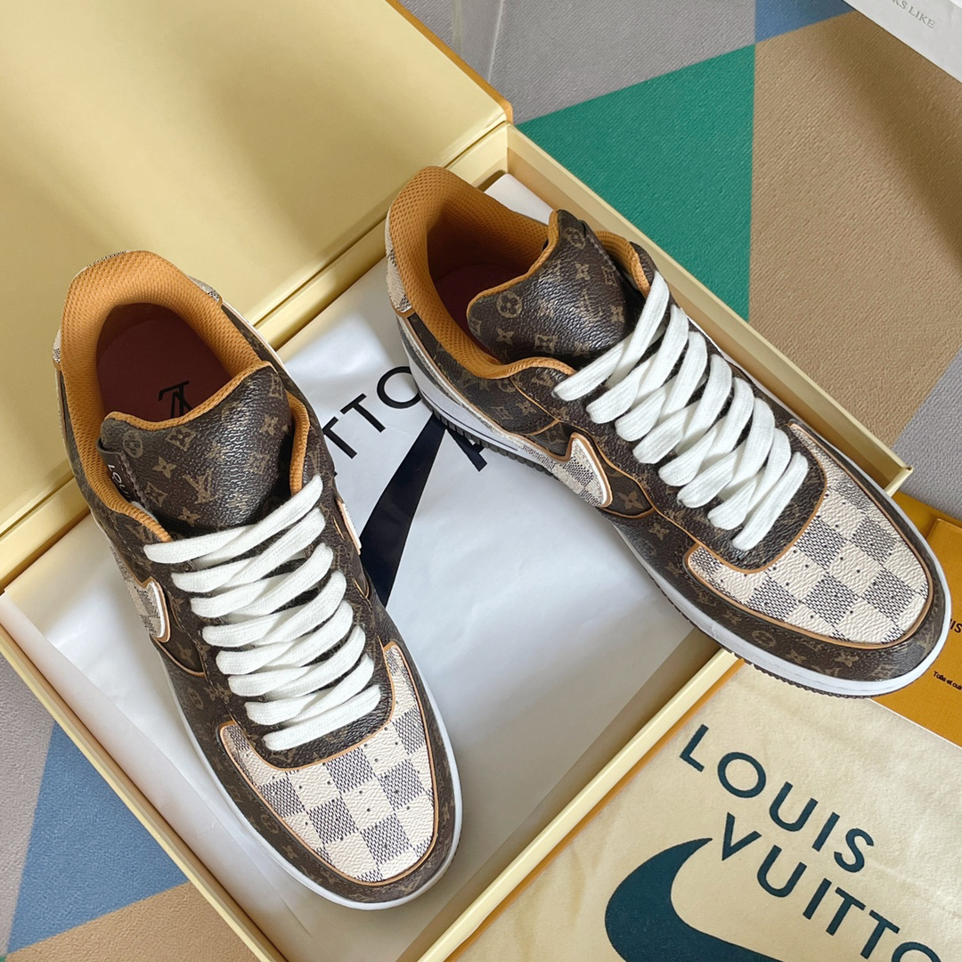 LV × Air Force 1 限定コラボ スニーカー 老花デザイン カジュアル・カップル向け