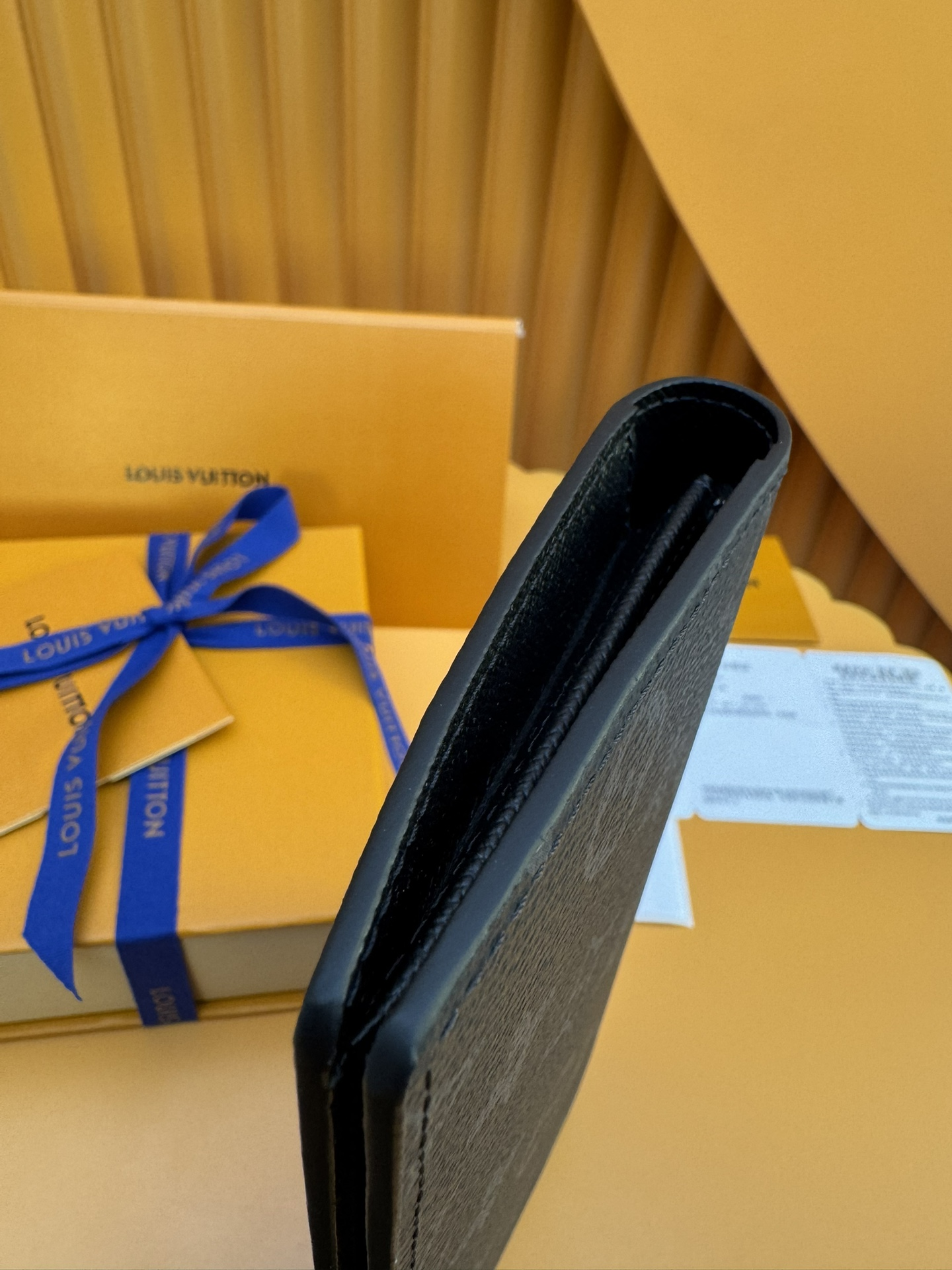 LOUIS VUITTON Brazza Wallet - Classic Monogram Canvas with Taurillon Leather & Cowhide, Long Wallet for Men, Black & Blue