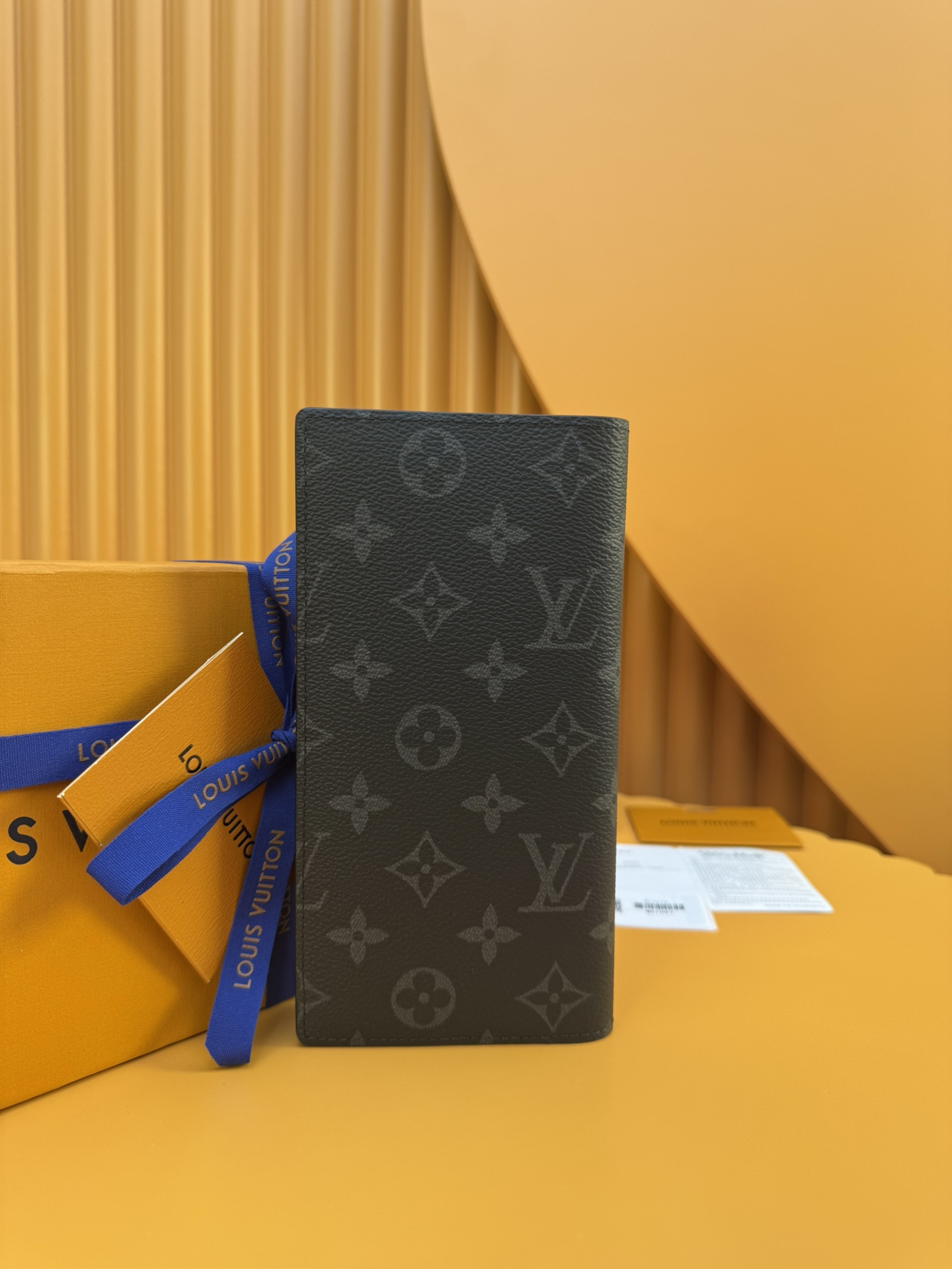 LOUIS VUITTON Brazza Wallet - Classic Monogram Canvas with Taurillon Leather & Cowhide, Long Wallet for Men, Black & Blue