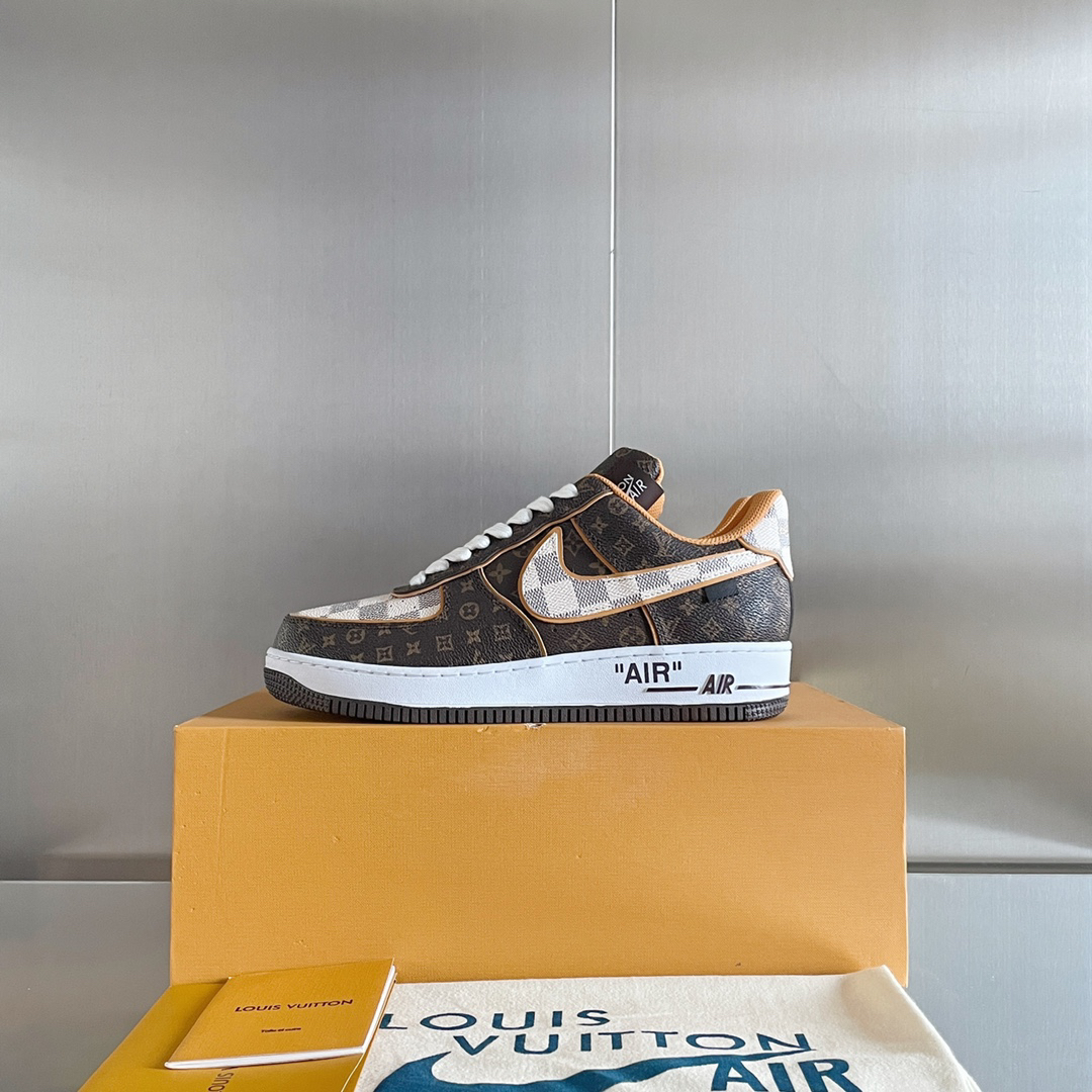 LV × Air Force 1 限定コラボ スニーカー 老花デザイン カジュアル・カップル向け