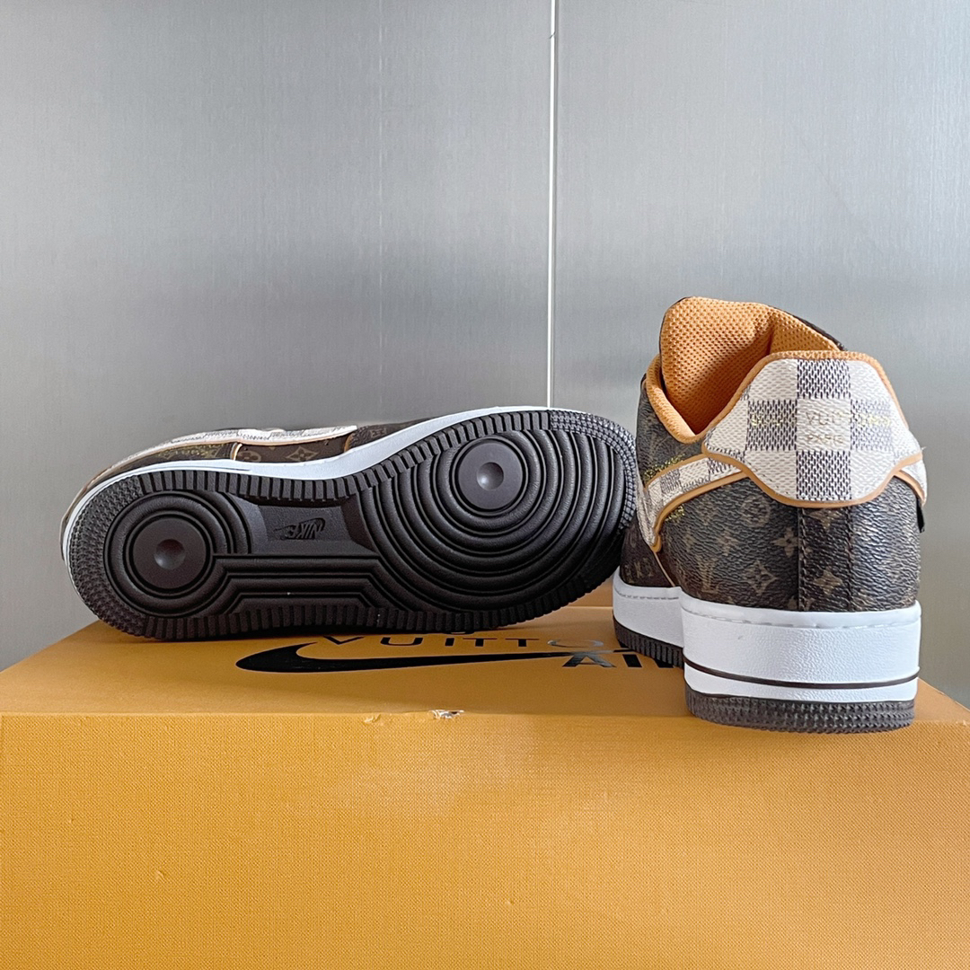 LV × Air Force 1 限定コラボ スニーカー 老花デザイン カジュアル・カップル向け