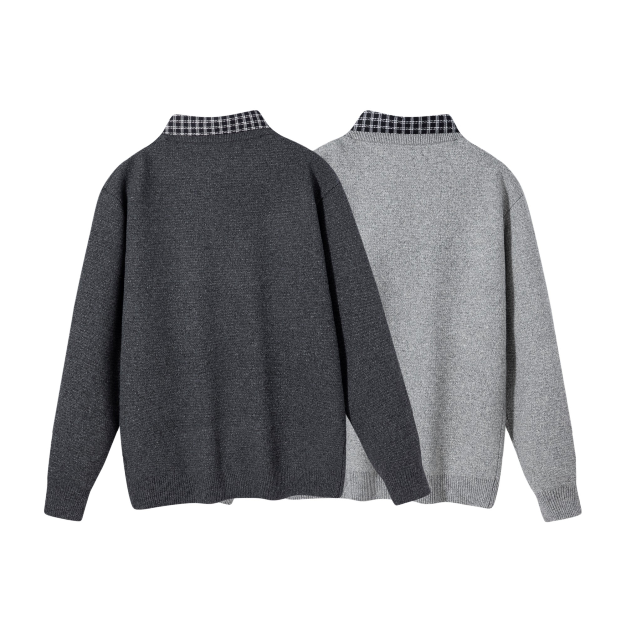 PRADA classic triangle leather label shirt collar faux two-piece knit sweater