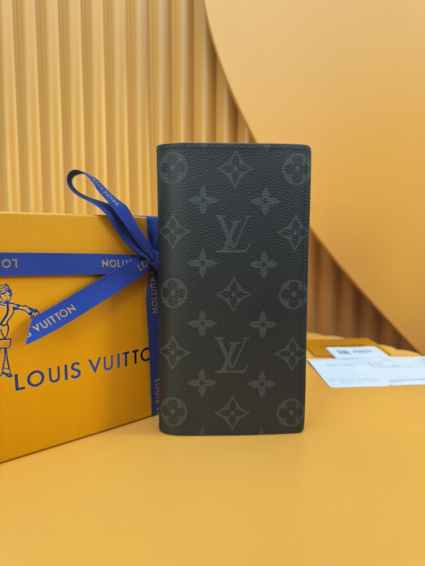 LOUIS VUITTON Brazza Wallet - Classic Monogram Canvas with Taurillon Leather & Cowhide, Long Wallet for Men, Black & Blue