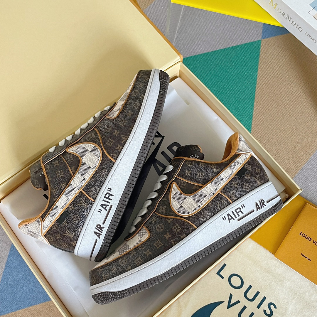 LV × Air Force 1 限定コラボ スニーカー 老花デザイン カジュアル・カップル向け
