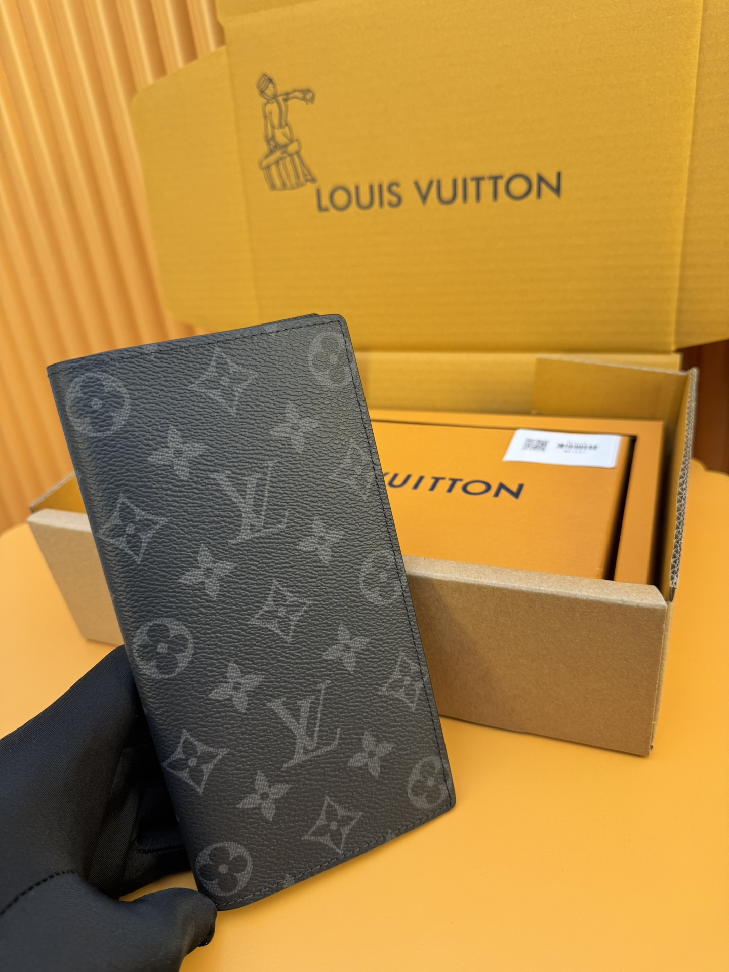 LOUIS VUITTON Brazza Wallet - Classic Monogram Canvas with Taurillon Leather & Cowhide, Long Wallet for Men, Black & Blue