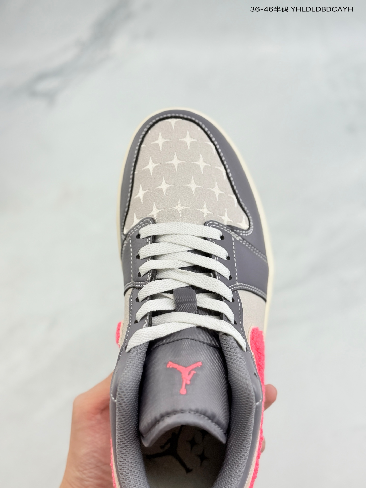 Air Jordan 1 Low Low-top Grey Pink Fleece Swoosh Sneakers