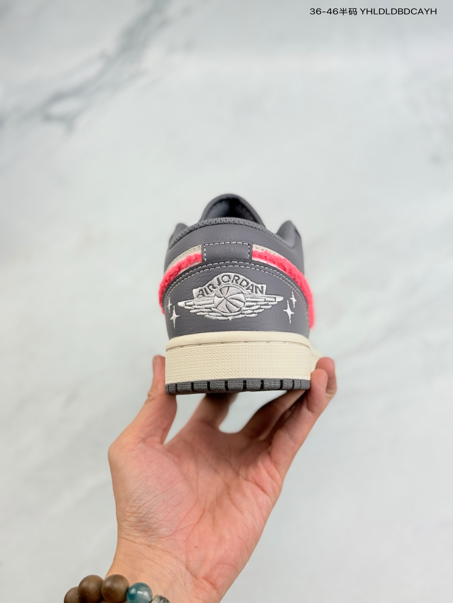 Air Jordan 1 Low Low-top Grey Pink Fleece Swoosh Sneakers