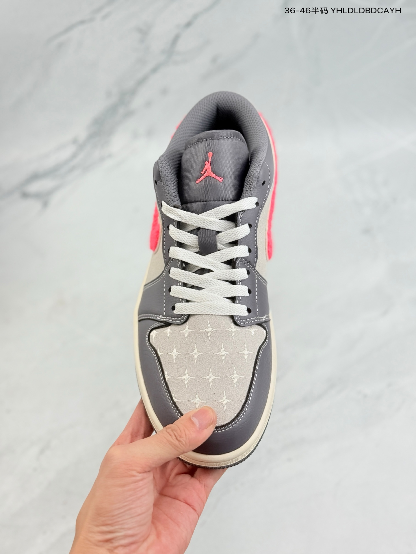 Air Jordan 1 Low Low-top Grey Pink Fleece Swoosh Sneakers
