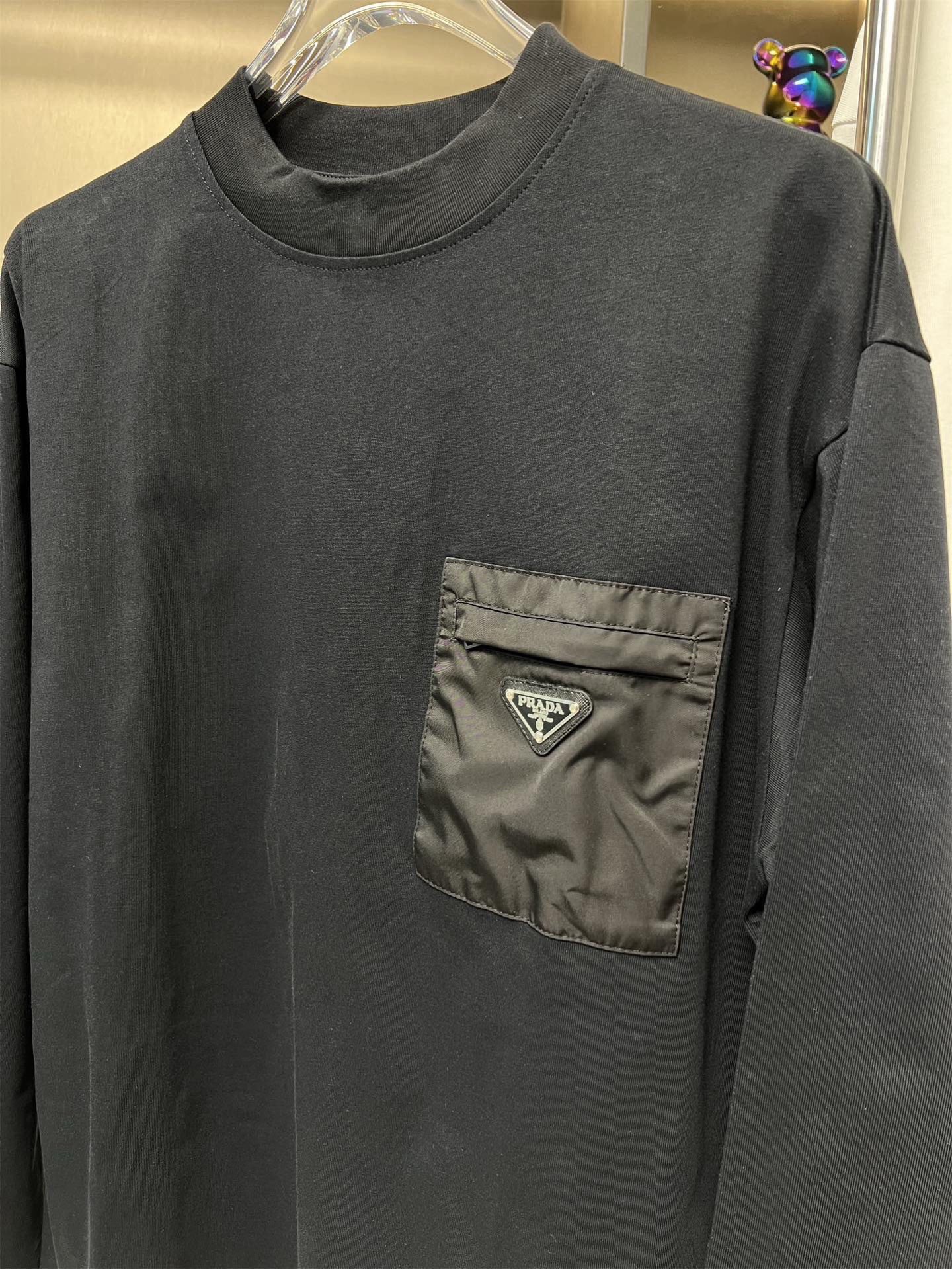 PRADA 2025FW New Pocket Triangle Logo Couple Casual Long-Sleeve T-Shirt
