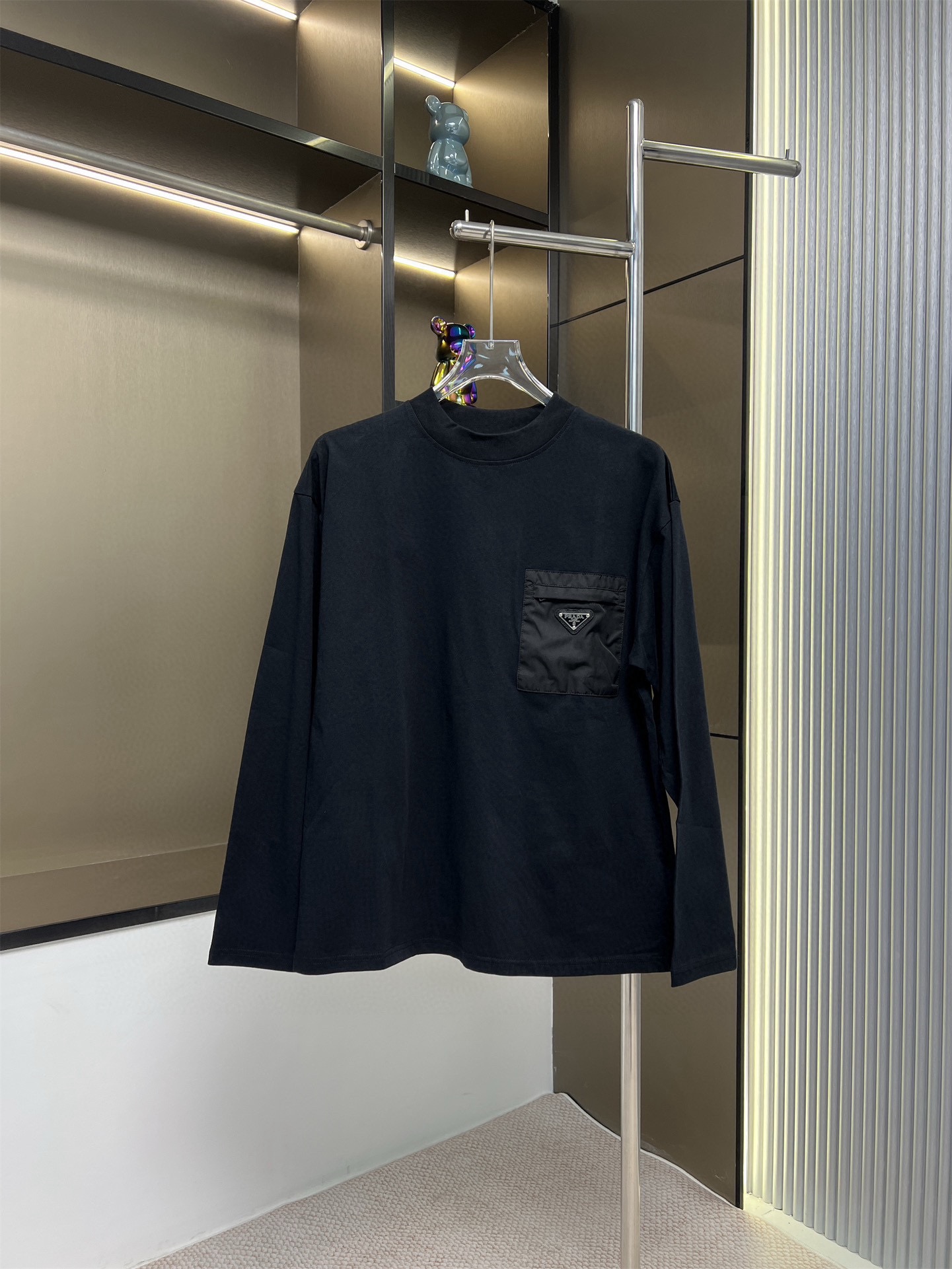 PRADA 2025FW New Pocket Triangle Logo Couple Casual Long-Sleeve T-Shirt